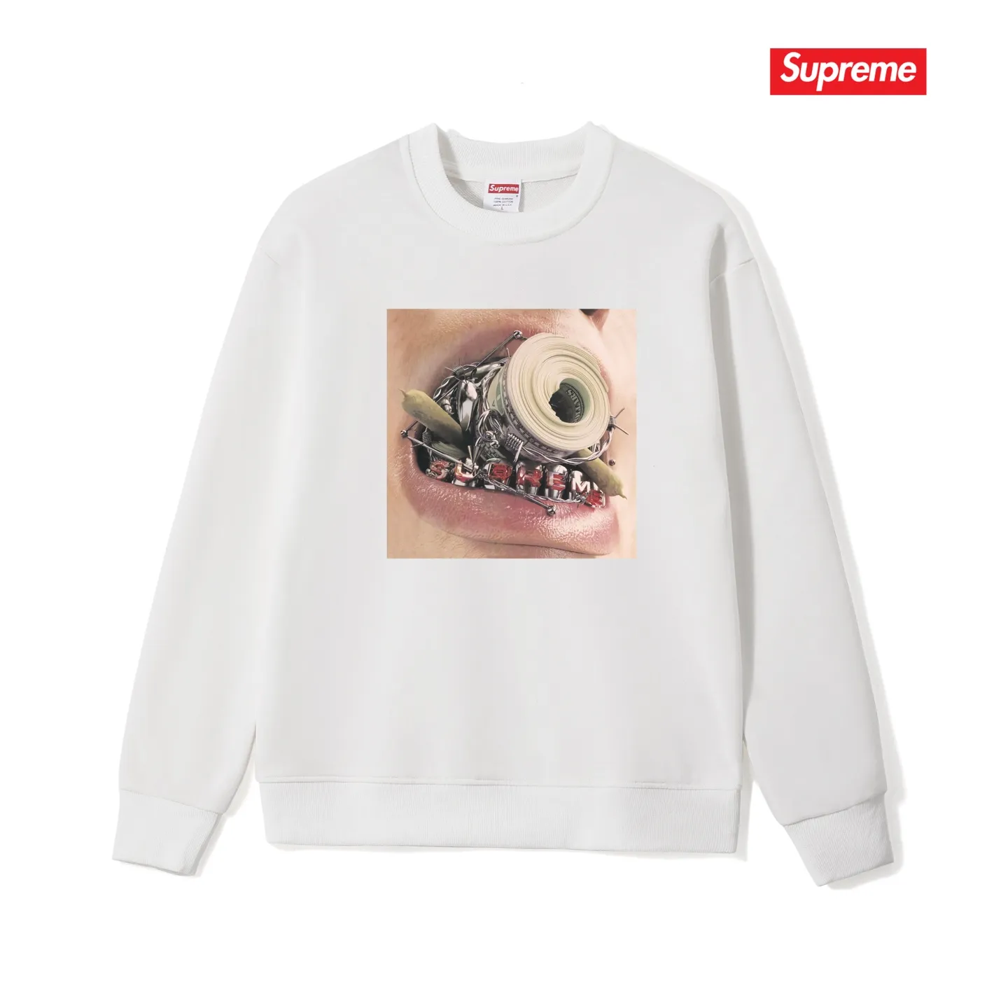 Style No. S1028 #terry p150💰 Velvet 160💰 Supreme FW22 Week 1 Braces Tee pattern printed round neck sweatshirt Made of 400g large terry (drop shoulder large version) fabric, soft texture and no pilling Imported environmentally friendly printing glue The pattern is bright and three-dimensional Quality💥Same style for men and women The upper body is trendy Color: black white gray Size: S M L XL XXL
