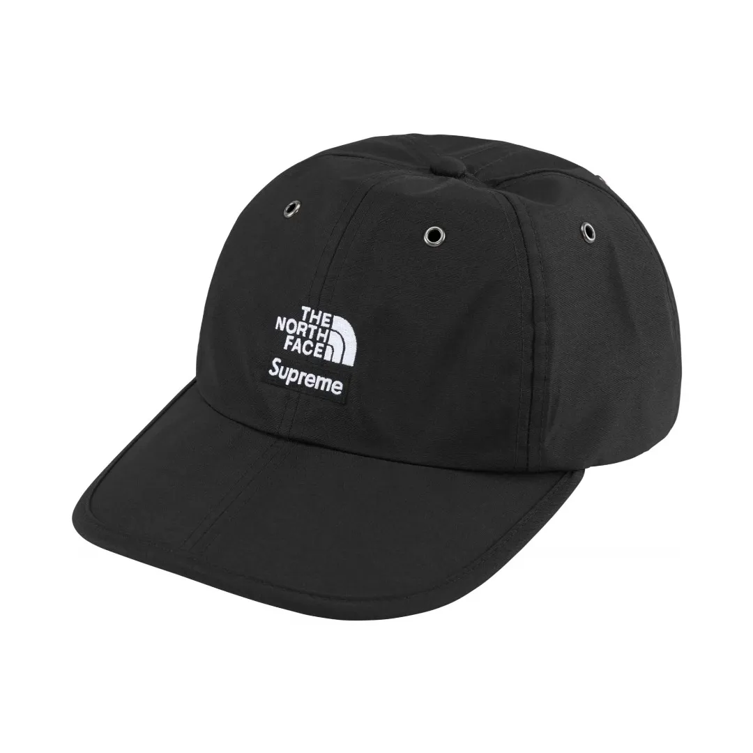 S386💰p150 Supreme 24SS TNF SPLIT 6-PANEL color-blocked embroidered logo peaked cap Color: black, purple and white, camouflage
