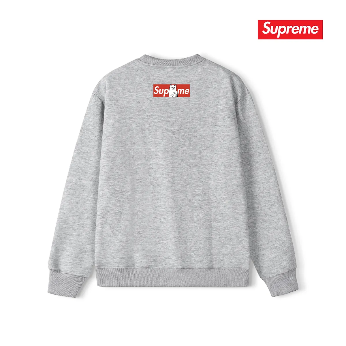 Style No. S1232 #terry p150💰 plus fleece 160💰 Sup spoof the little mean cat middle finger trendy brand round neck sweatshirt. Made of 400 grams of large terry (drop shoulder large version) fabric. The texture is soft and non-pilling. Imported environmentally friendly printing glue. The pattern is bright and three-dimensional. The quality is 💥same for men and women. The upper body is trendy. Color: black white gray Size: S M L XL XXL