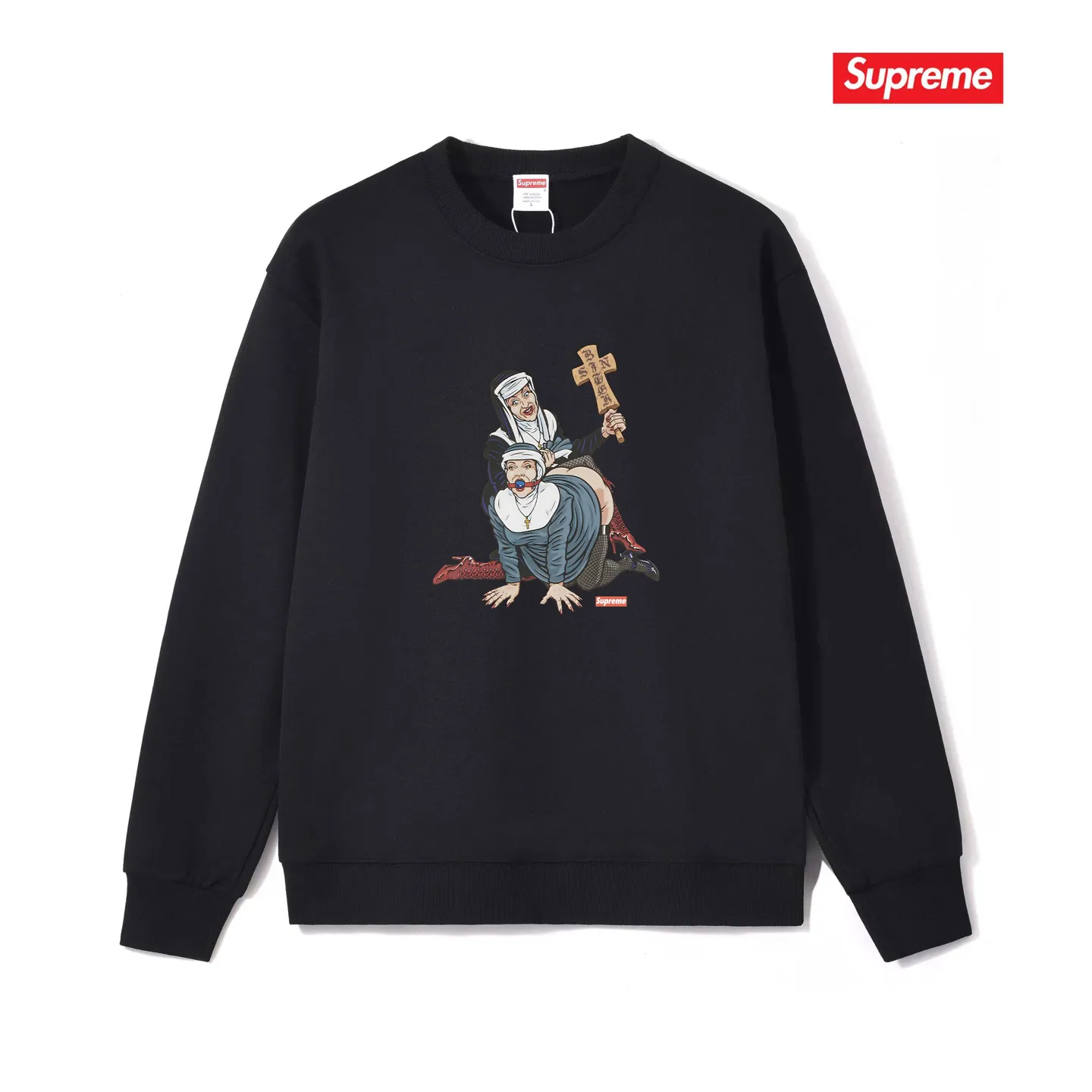 Style No. S1196 #terry p150💰 Plus velvet 160💰 Sup American trendy brand round neck sweatshirt Made of 400g large terry (drop shoulder large version) fabric, soft texture and no pilling Imported environmentally friendly printing glue The pattern is bright and three-dimensional Quality💥Same style for men and women The upper body is trendy Color: black white gray Size: S M L XL XXL