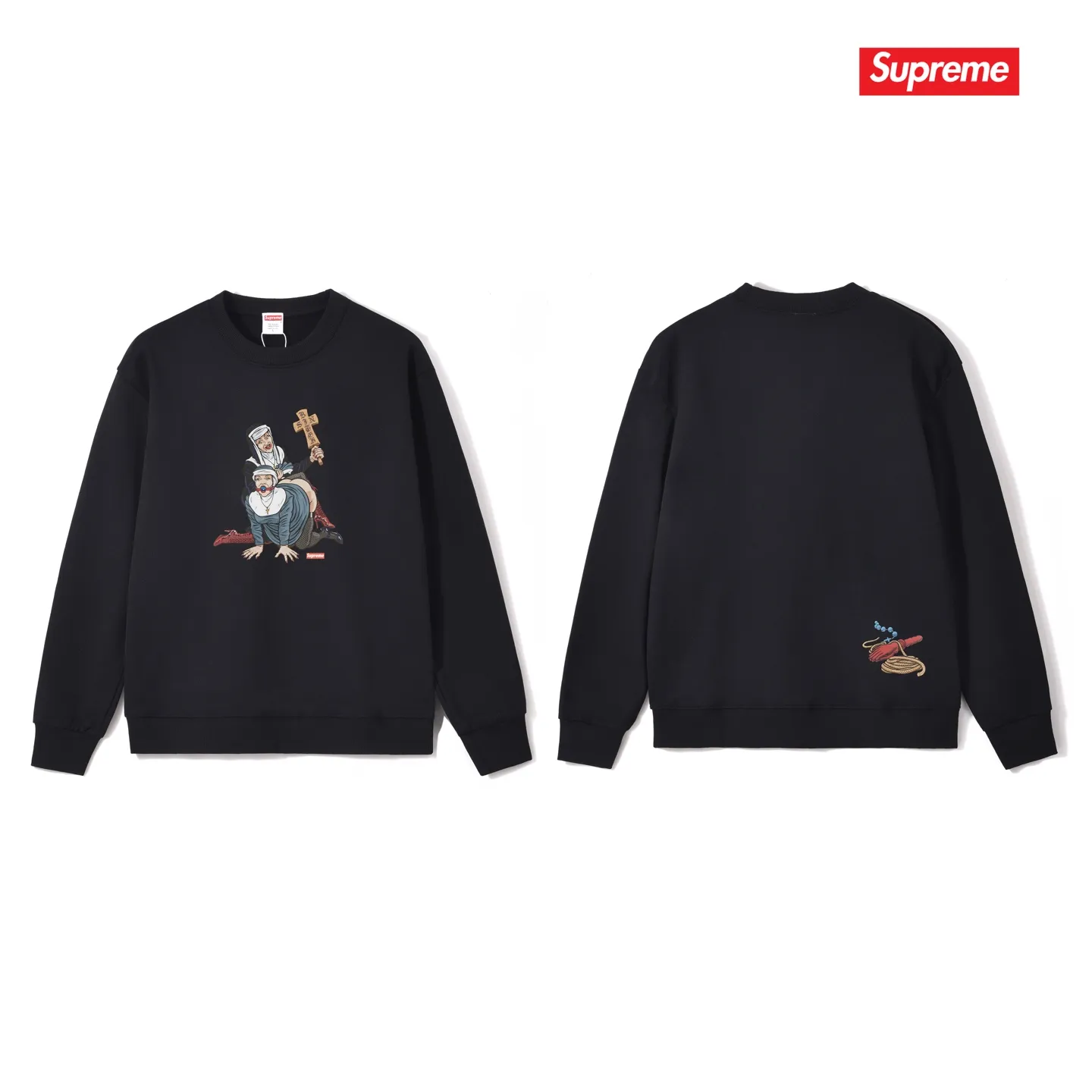 Style No. S1196 #terry p150💰 Plus velvet 160💰 Sup American trendy brand round neck sweatshirt Made of 400g large terry (drop shoulder large version) fabric, soft texture and no pilling Imported environmentally friendly printing glue The pattern is bright and three-dimensional Quality💥Same style for men and women The upper body is trendy Color: black white gray Size: S M L XL XXL