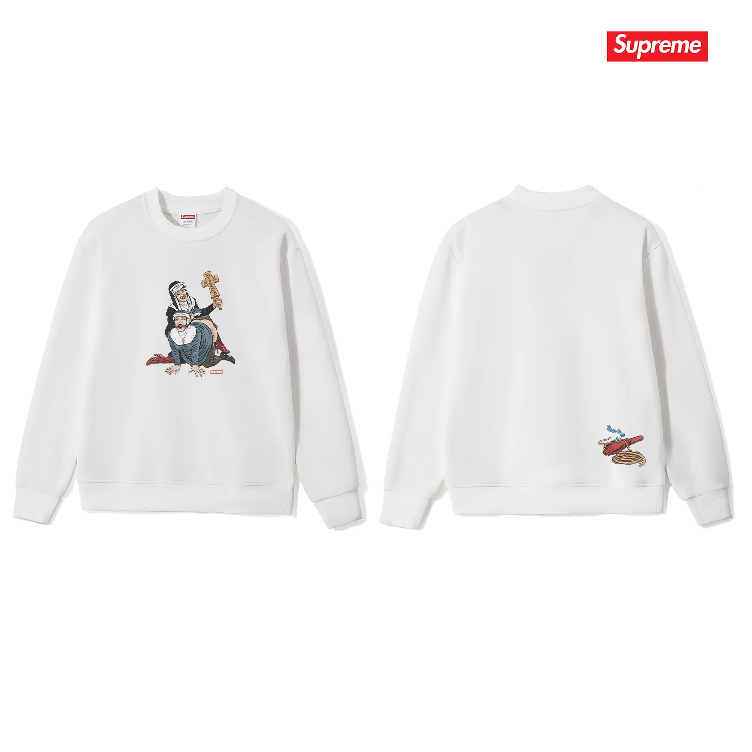 Style No. S1196 #terry p150💰 Plus velvet 160💰 Sup American trendy brand round neck sweatshirt Made of 400g large terry (drop shoulder large version) fabric, soft texture and no pilling Imported environmentally friendly printing glue The pattern is bright and three-dimensional Quality💥Same style for men and women The upper body is trendy Color: black white gray Size: S M L XL XXL
