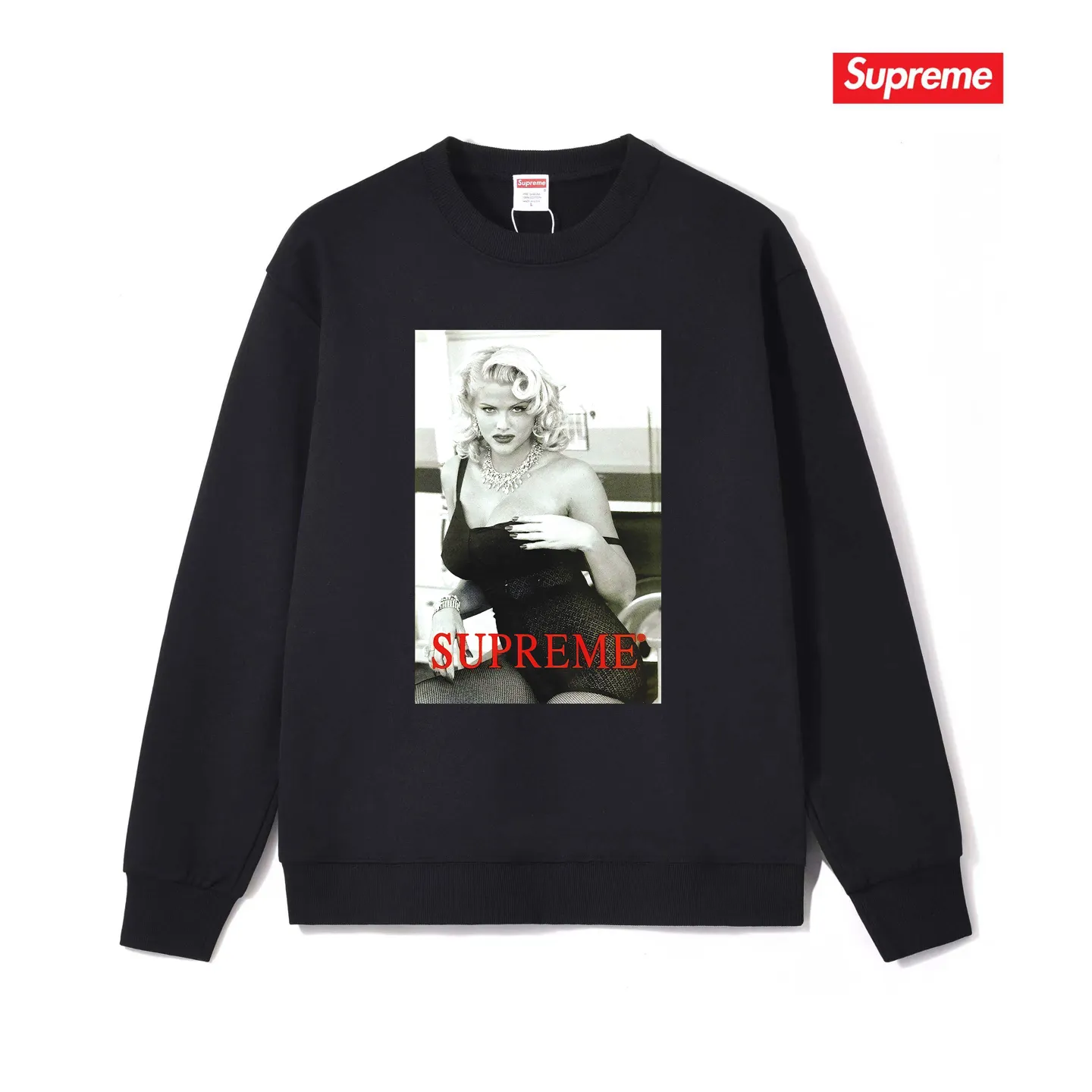 Style No. S1048 #terry p150💰 Velvet 160💰 Supreme Nike co-branded series Week 8 Anna Nicole Smith Tee Anna Nicole Smith pattern printed round neck sweatshirt Made of 400 grams of large terry (drop shoulder large version) fabric, soft texture and no pilling Imported environmentally friendly printing glue The pattern is bright and three-dimensional Quality 💥 Same style for men and women The upper body is trendy Color: black white gray Size: S M L XL XXL