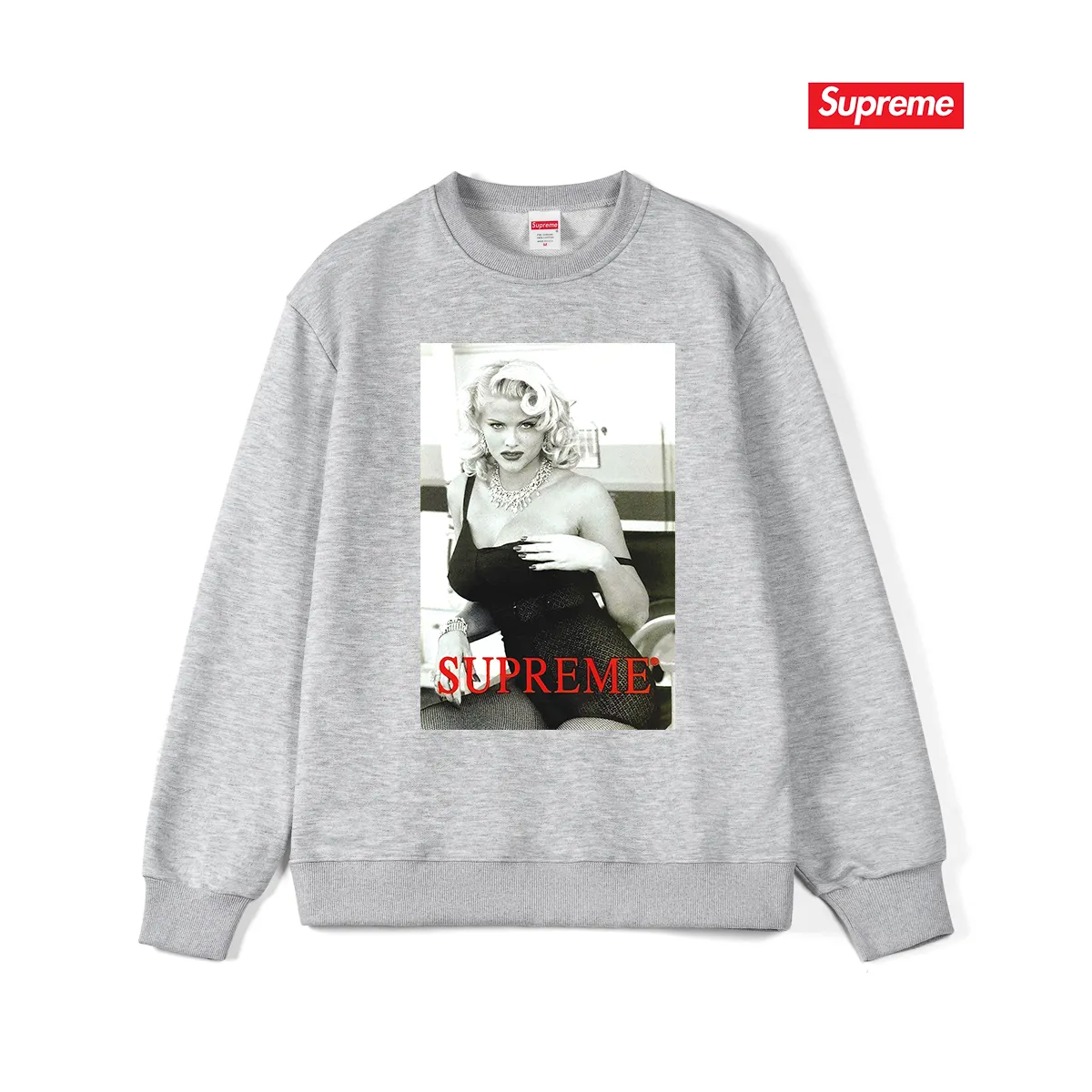 Style No. S1048 #terry p150💰 Velvet 160💰 Supreme Nike co-branded series Week 8 Anna Nicole Smith Tee Anna Nicole Smith pattern printed round neck sweatshirt Made of 400 grams of large terry (drop shoulder large version) fabric, soft texture and no pilling Imported environmentally friendly printing glue The pattern is bright and three-dimensional Quality 💥 Same style for men and women The upper body is trendy Color: black white gray Size: S M L XL XXL