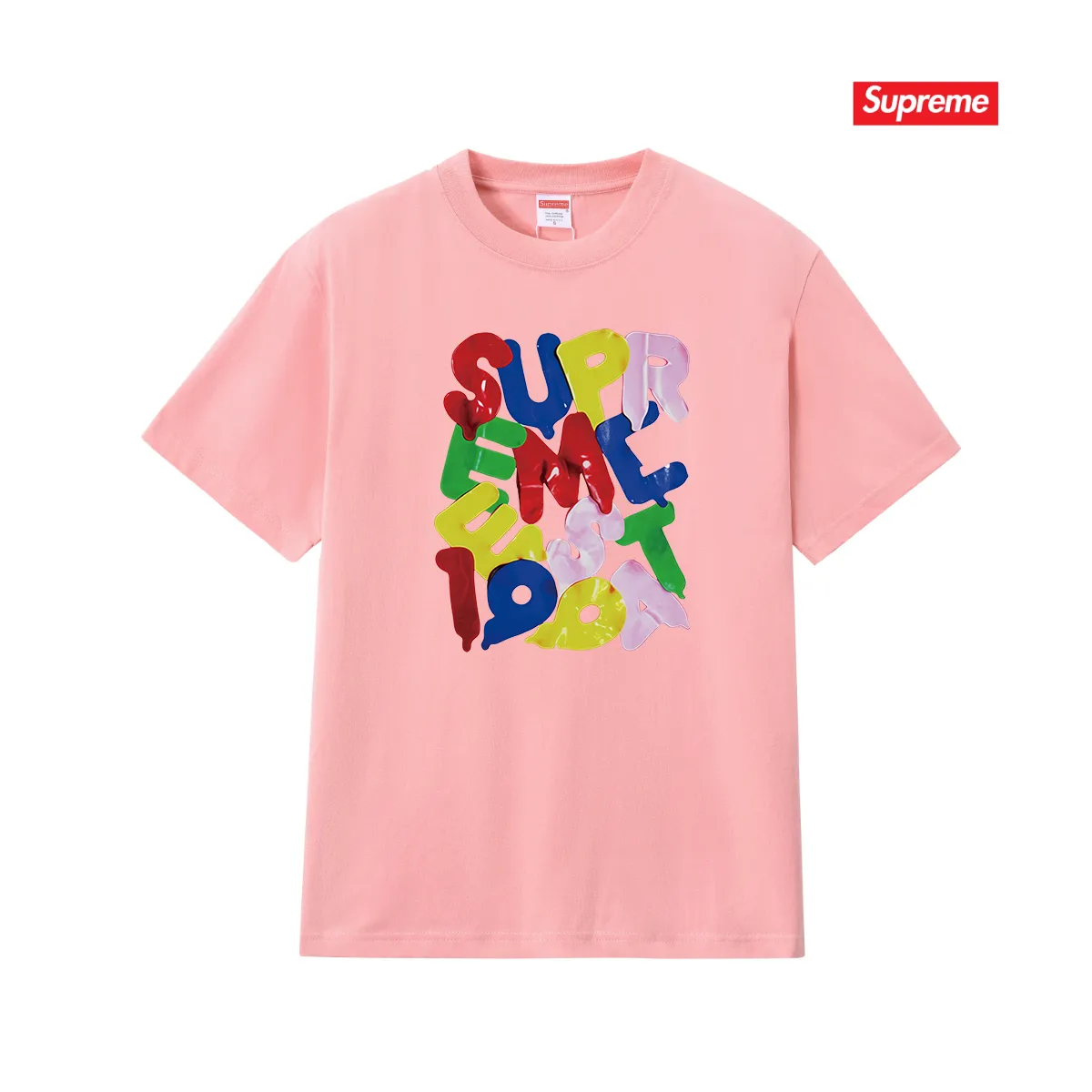 S200 P110💰 Sup high version Week 1 Balloons Tee Balloon style Logo round neck short-sleeved T-shirt Loose fit Made of 260g combed cotton double yarn All three standards are complete from fabrics to accessories ZP Imported Matsui company's slurry printing will never crack The whole piece adopts three-needle five-thread technology The neckline-shoulder seam-sleeve seam is double-lined, looking more three-dimensional and textured) The same process as the authentic original, classic version Feel free to compare zp. The whole piece adopts three-needle five-thread craftsmanship (neckline-shoulder seam-sleeve seam double thread, which looks more three-dimensional and textured). It has the same craftsmanship as the original original, classic version. Color: black, white, light gray, pink, navy. Size: S M L XL XXL