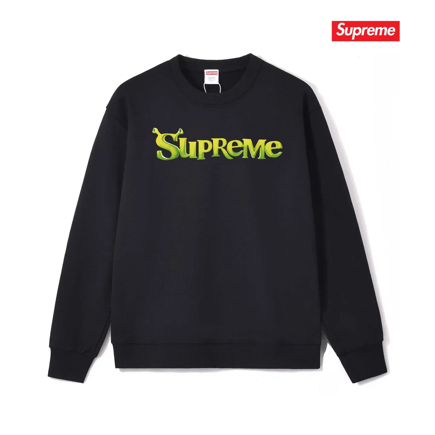 Style No. S1080 #terry p150💰 Velvet 160💰 Supreme Week 1 Shrek Tee solid color letter logo printed round neck sweatshirt Made of 400g large terry (drop shoulder large version) fabric, soft texture and no pilling Imported environmentally friendly printing glue The pattern is bright and three-dimensional Quality 💥Same style for men and women The upper body is trendy Color: black white gray Size: S M L XL XXL