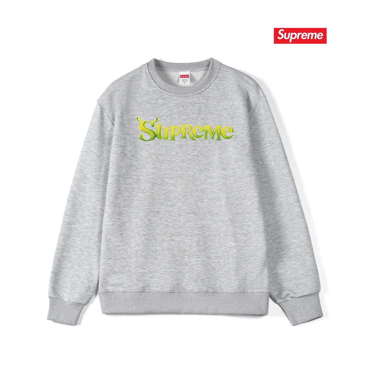 Style No. S1080 #terry p150💰 Velvet 160💰 Supreme Week 1 Shrek Tee solid color letter logo printed round neck sweatshirt Made of 400g large terry (drop shoulder large version) fabric, soft texture and no pilling Imported environmentally friendly printing glue The pattern is bright and three-dimensional Quality 💥Same style for men and women The upper body is trendy Color: black white gray Size: S M L XL XXL