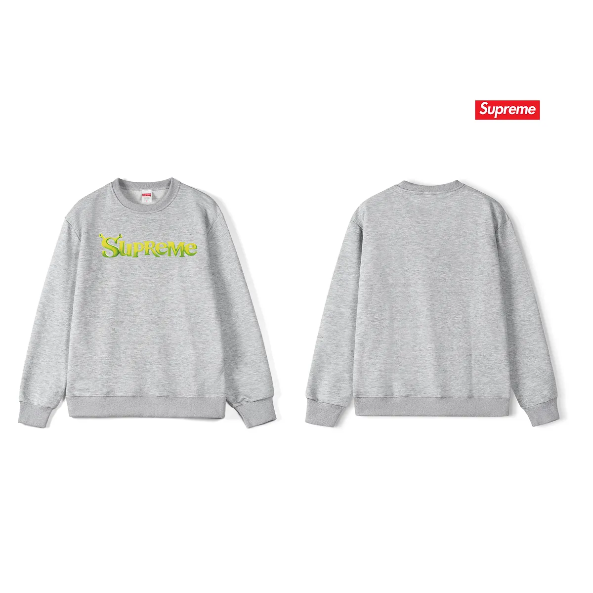 Style No. S1080 #terry p150💰 Velvet 160💰 Supreme Week 1 Shrek Tee solid color letter logo printed round neck sweatshirt Made of 400g large terry (drop shoulder large version) fabric, soft texture and no pilling Imported environmentally friendly printing glue The pattern is bright and three-dimensional Quality 💥Same style for men and women The upper body is trendy Color: black white gray Size: S M L XL XXL