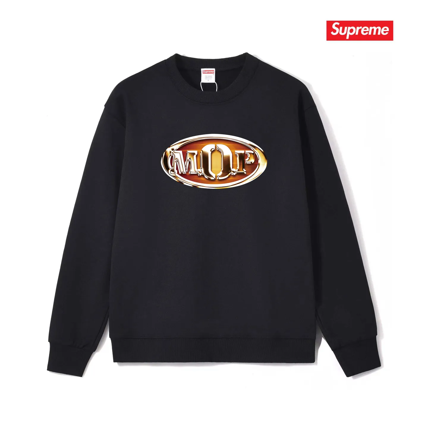 Style No. S1231 #terry p150💰 Velvet 160💰 Supreme 24FW MOP Hooded rap group co-branded round-neck sweatshirt Made of 400 grams of large terry (drop shoulder large version) fabric, soft and non-pilling texture, imported environmentally friendly printing glue, bright and three-dimensional pattern, quality 💥unisex style, trendy upper body, color: black, white, gray, size: S M L XL XXL