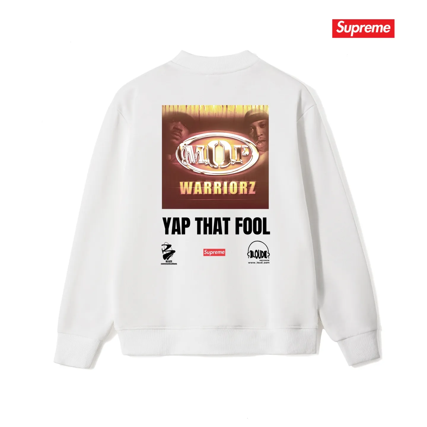 Style No. S1231 #terry p150💰 Velvet 160💰 Supreme 24FW MOP Hooded rap group co-branded round-neck sweatshirt Made of 400 grams of large terry (drop shoulder large version) fabric, soft and non-pilling texture, imported environmentally friendly printing glue, bright and three-dimensional pattern, quality 💥unisex style, trendy upper body, color: black, white, gray, size: S M L XL XXL