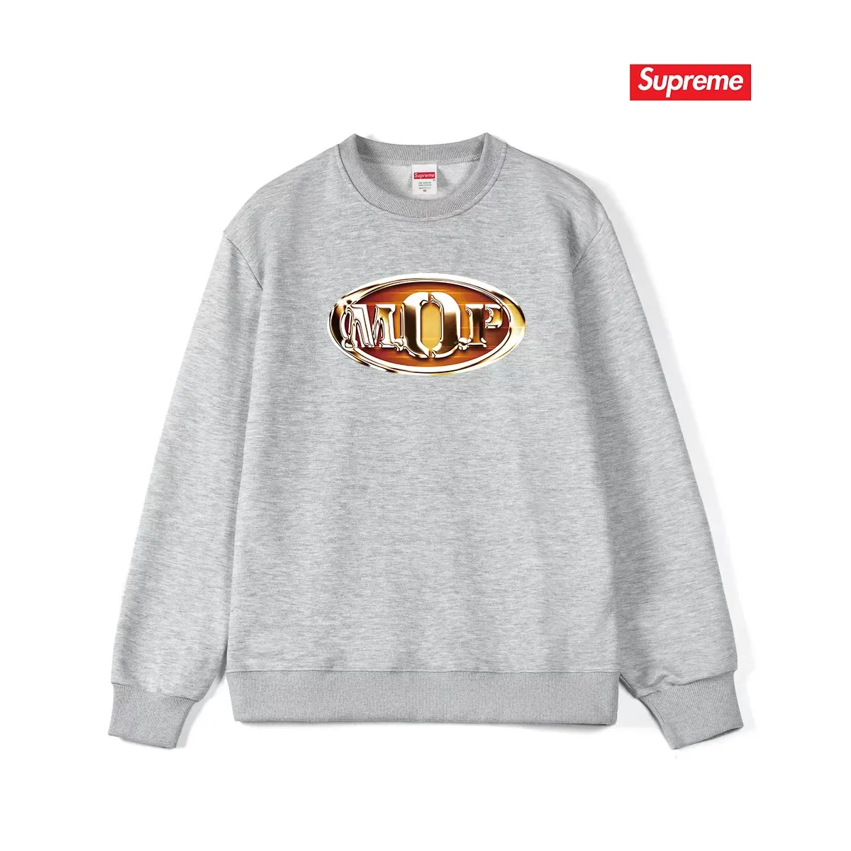 Style No. S1231 #terry p150💰 Velvet 160💰 Supreme 24FW MOP Hooded rap group co-branded round-neck sweatshirt Made of 400 grams of large terry (drop shoulder large version) fabric, soft and non-pilling texture, imported environmentally friendly printing glue, bright and three-dimensional pattern, quality 💥unisex style, trendy upper body, color: black, white, gray, size: S M L XL XXL