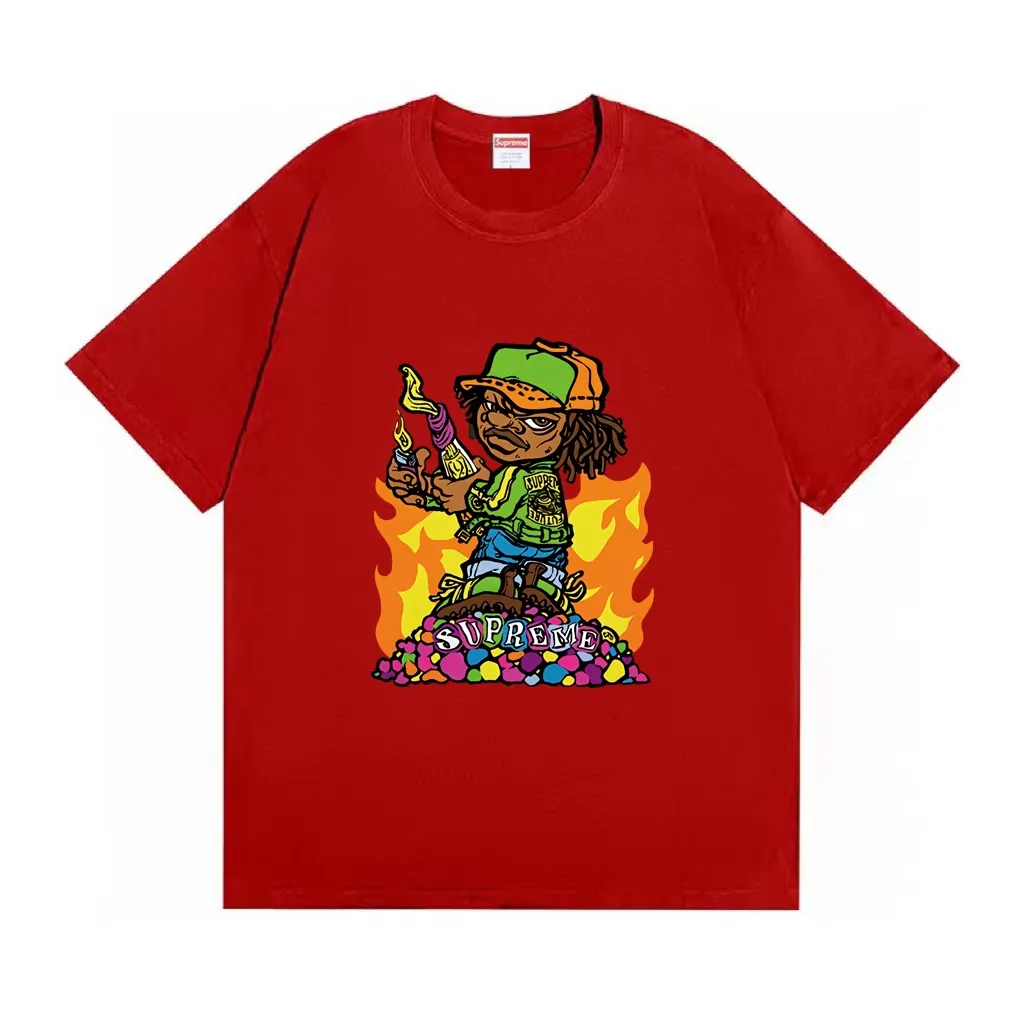 #S112 p110💰 Supreme SS19 Molotov Kid Tee Black little boy comic short sleeves. Loose fit. Made of 260g combed cotton double yarn. From fabrics to accessories, all three standards are complete and follow ZP. The slurry printing imported from Matsui Company will never crack. The whole piece adopts three-needle five-thread technology. The neckline-shoulder seam-sleeve seam is double-lined, which looks more three-dimensional and textured.) The same process as the original version, classic version Feel free to compare zp. The whole piece adopts three-needle five-thread craftsmanship (neckline-shoulder seam-sleeve seam double thread, which looks more three-dimensional and textured). It has the same craftsmanship as the original original, classic version. Color: White, Black, Navy Blue, Red, Purple, Dark Green, Brown. Size: S M L XL XXL