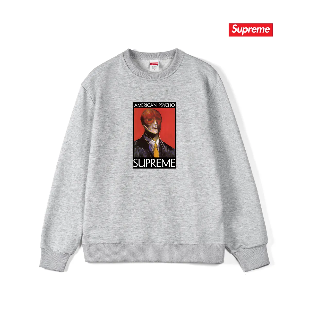 Style No. S1209 #terry p150💰 Velvet 160💰 SupFW23 WEEK7 AMERICAN PSYCHO TEE letter character pattern round neck sweatshirt Made of 400 grams of large terry (drop shoulder large version) fabric, soft texture and no pilling Imported environmentally friendly printing glue The pattern is bright and three-dimensional Quality 💥 Same style for men and women The upper body is trendy Color: black white gray Size: S M L XL XXL