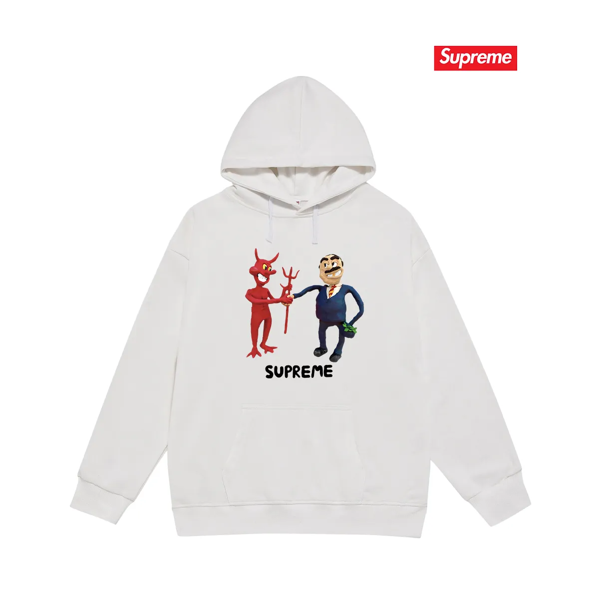Style No. S2110 #terry P160💰 Velvet P170💰 Supreme SS23 Week9 BUSINESS TEE Devil's Contract Printed Hooded Sweatshirt Made of 400g large terry 430g silver fox velvet (off-shoulder large version) fabric. The texture is soft and non-pilling. Imported environmentally friendly printing glue. The pattern is bright and three-dimensional. Quality 💥Same style for men and women. The upper body is trendy. Color: black white gray Size: S M L XL XXL