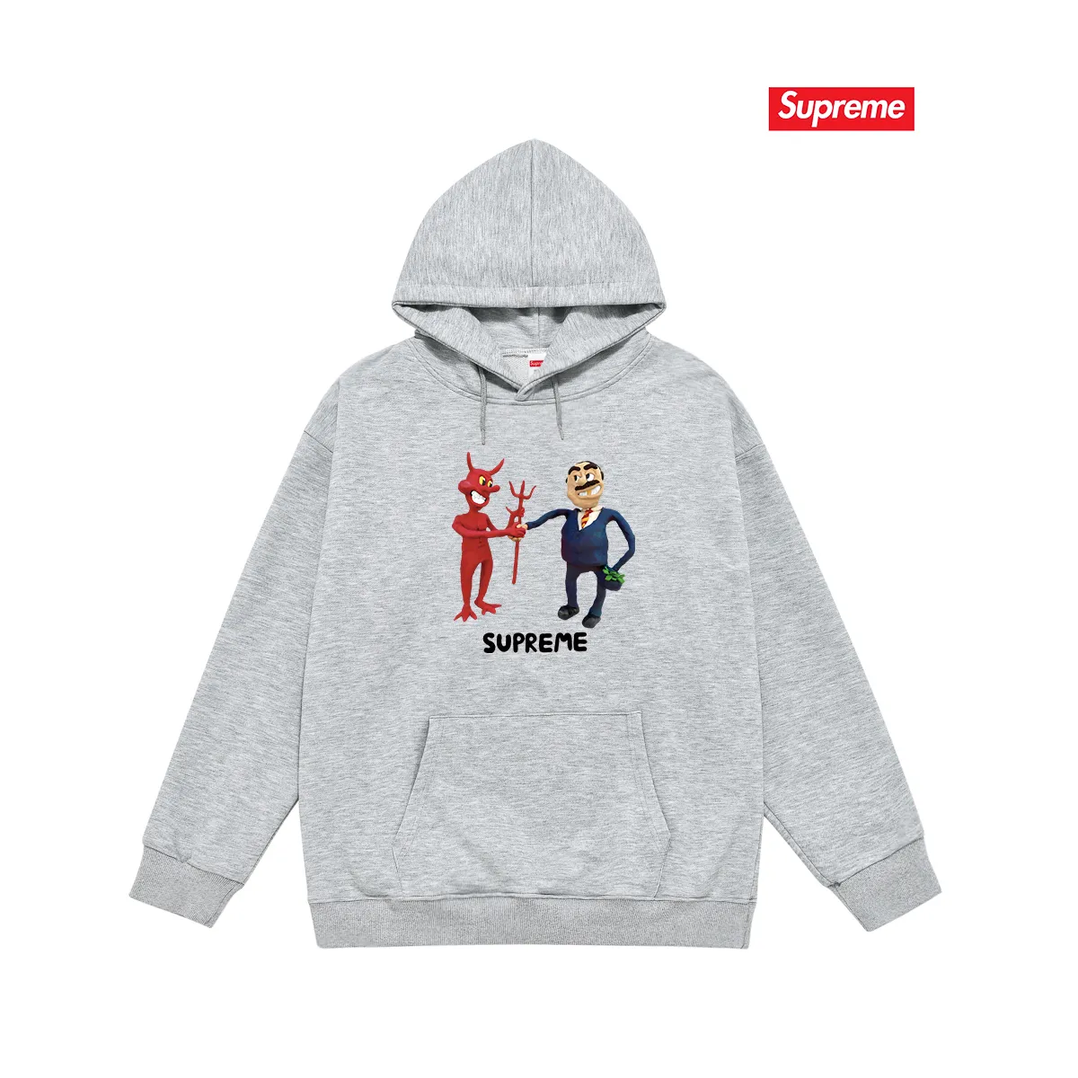 Style No. S2110 #terry P160💰 Velvet P170💰 Supreme SS23 Week9 BUSINESS TEE Devil's Contract Printed Hooded Sweatshirt Made of 400g large terry 430g silver fox velvet (off-shoulder large version) fabric. The texture is soft and non-pilling. Imported environmentally friendly printing glue. The pattern is bright and three-dimensional. Quality 💥Same style for men and women. The upper body is trendy. Color: black white gray Size: S M L XL XXL