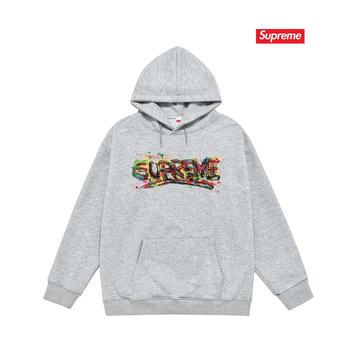Style No. S2224 #Terry P160💰 Velvet P170💰 Sup 70SS Paint Logo Tee Season Spray Paint Graffiti Hooded Sweatshirt Made of 400g large terry 430g silver fox velvet (drop shoulder large version) fabric, soft texture and no pilling Imported environmentally friendly printing glue The pattern is bright and three-dimensional Quality 💥Same style for men and women The upper body is trendy Color: black white gray Size: S M L XL XXL