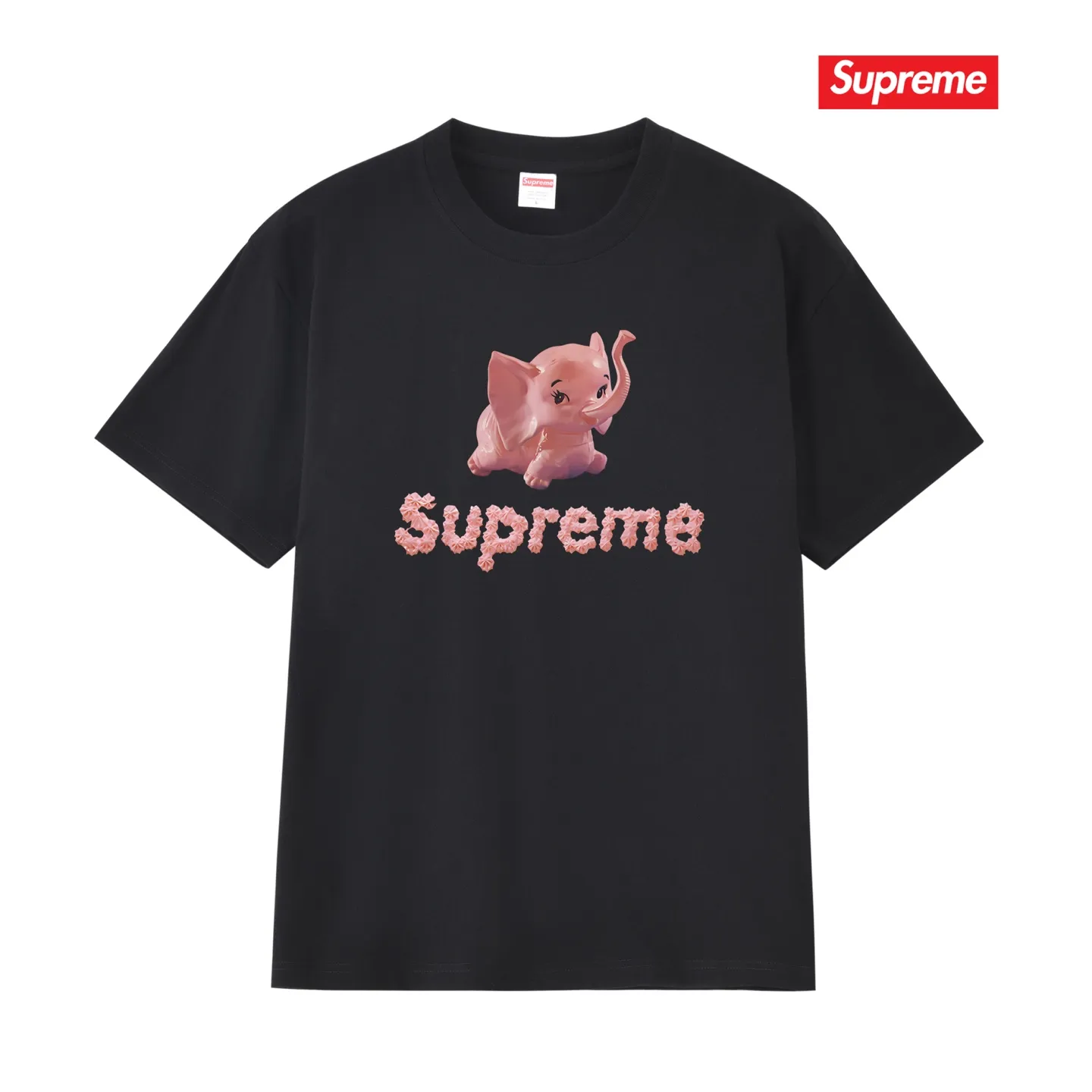 S228 P110💰 Sup Elephant Couple's short-sleeved men's and women's T pure cotton heavyweight American print Loose version Made of 260 grams of combed cotton double yarn From fabrics to accessories, all three standards are complete and follow ZP Imported Matsui company's slurry printing will never crack The whole piece adopts three-needle five-thread technology The neckline-shoulder seam-sleeve seam double line, looks more three-dimensional and textured) The same process as the original version, classic version Feel free to compare zp. The whole piece adopts three-needle five-thread craftsmanship (neckline-shoulder seam-sleeve seam double thread, which looks more three-dimensional and textured). It has the same craftsmanship as the original original, classic version. Color: black, white, light gray, pink, navy. Size: S M L XL XXL
