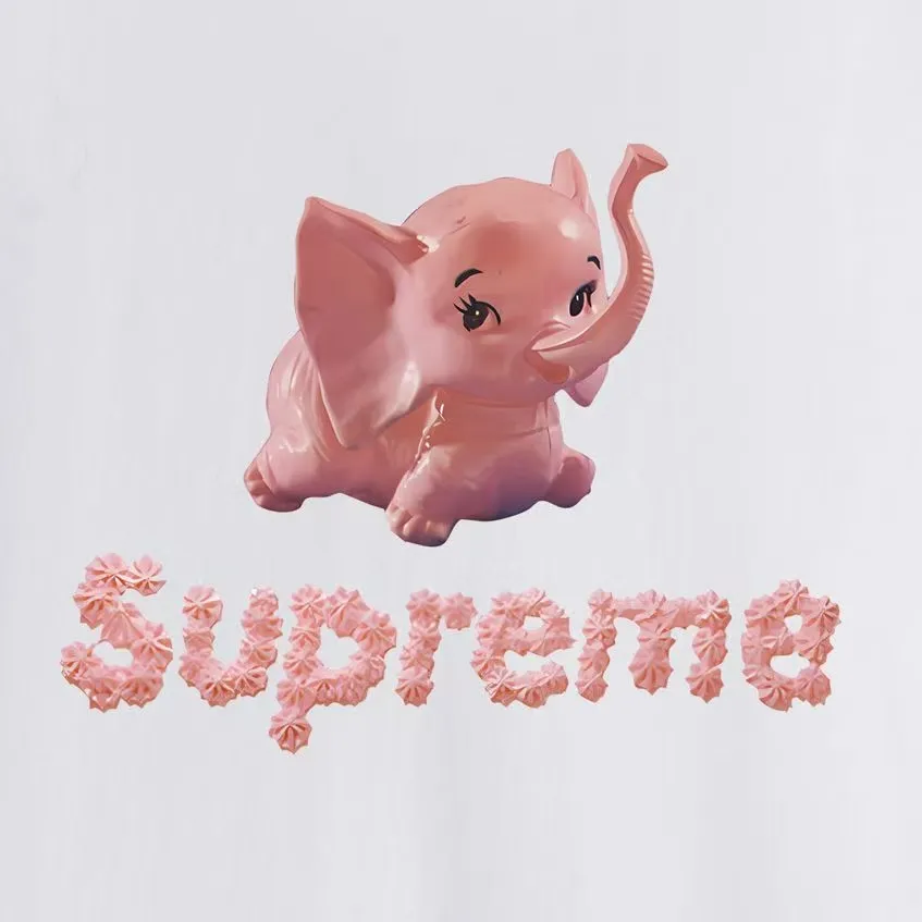 S228 P110💰 Sup Elephant Couple's short-sleeved men's and women's T pure cotton heavyweight American print Loose version Made of 260 grams of combed cotton double yarn From fabrics to accessories, all three standards are complete and follow ZP Imported Matsui company's slurry printing will never crack The whole piece adopts three-needle five-thread technology The neckline-shoulder seam-sleeve seam double line, looks more three-dimensional and textured) The same process as the original version, classic version Feel free to compare zp. The whole piece adopts three-needle five-thread craftsmanship (neckline-shoulder seam-sleeve seam double thread, which looks more three-dimensional and textured). It has the same craftsmanship as the original original, classic version. Color: black, white, light gray, pink, navy. Size: S M L XL XXL