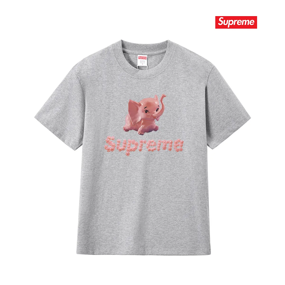 S228 P110💰 Sup Elephant Couple's short-sleeved men's and women's T pure cotton heavyweight American print Loose version Made of 260 grams of combed cotton double yarn From fabrics to accessories, all three standards are complete and follow ZP Imported Matsui company's slurry printing will never crack The whole piece adopts three-needle five-thread technology The neckline-shoulder seam-sleeve seam double line, looks more three-dimensional and textured) The same process as the original version, classic version Feel free to compare zp. The whole piece adopts three-needle five-thread craftsmanship (neckline-shoulder seam-sleeve seam double thread, which looks more three-dimensional and textured). It has the same craftsmanship as the original original, classic version. Color: black, white, light gray, pink, navy. Size: S M L XL XXL