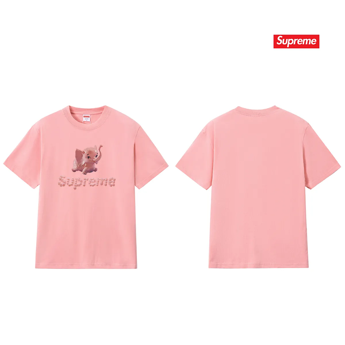S228 P110💰 Sup Elephant Couple's short-sleeved men's and women's T pure cotton heavyweight American print Loose version Made of 260 grams of combed cotton double yarn From fabrics to accessories, all three standards are complete and follow ZP Imported Matsui company's slurry printing will never crack The whole piece adopts three-needle five-thread technology The neckline-shoulder seam-sleeve seam double line, looks more three-dimensional and textured) The same process as the original version, classic version Feel free to compare zp. The whole piece adopts three-needle five-thread craftsmanship (neckline-shoulder seam-sleeve seam double thread, which looks more three-dimensional and textured). It has the same craftsmanship as the original original, classic version. Color: black, white, light gray, pink, navy. Size: S M L XL XXL