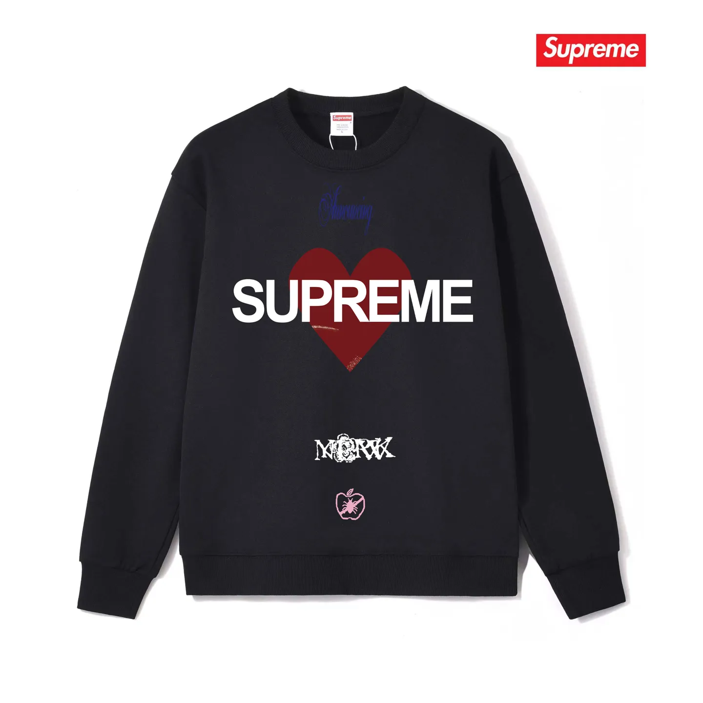 Style No. S1145 #terry p150💰 Plus velvet 160💰 Sup The highest declaration of love from fashion brands Announcing round neck printed round neck sweatshirt Made of 400 grams of large terry (drop shoulder large version) fabric, soft texture and no pilling Imported environmentally friendly printing glue The pattern is bright and three-dimensional Quality 💥Same style for men and women The upper body is trendy Color: black white gray Size: S M L XL XXL