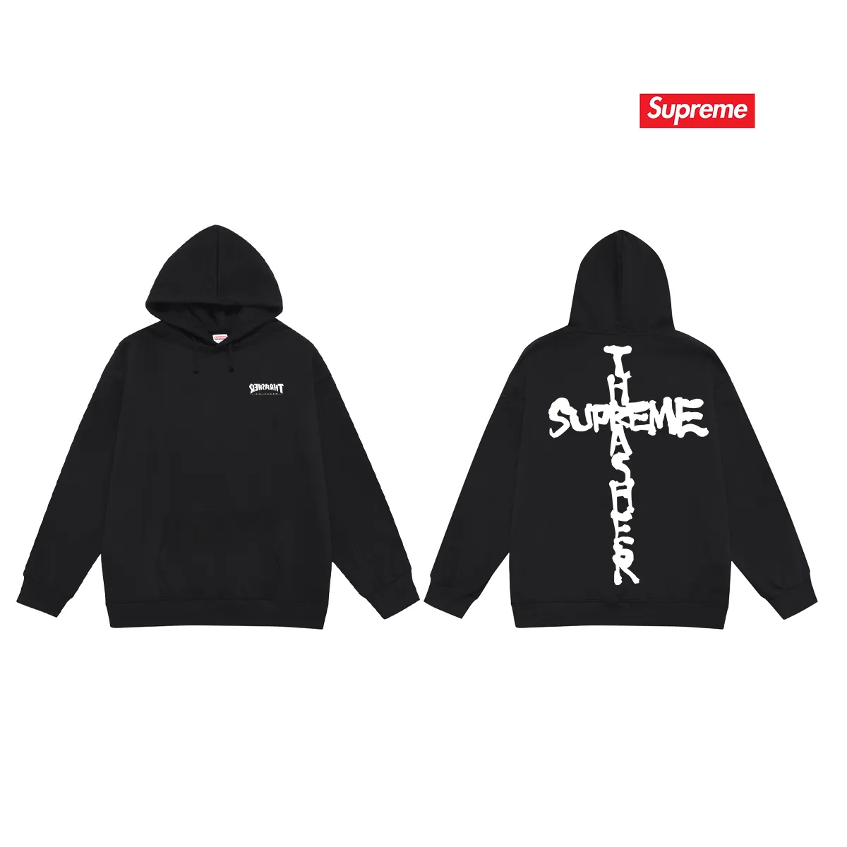 Style No. S2141 #terry P160💰 Velvet P170💰 Sup 78FW WEEK6 CROSS cross printed hooded sweatshirt Made of 400g large terry 430g silver fox velvet (drop shoulder large version) fabric, soft texture and no pilling Imported environmentally friendly printing glue The pattern is bright and three-dimensional Quality 💥Same style for men and women The upper body is trendy Color: black white gray Size: S M L XL XXL