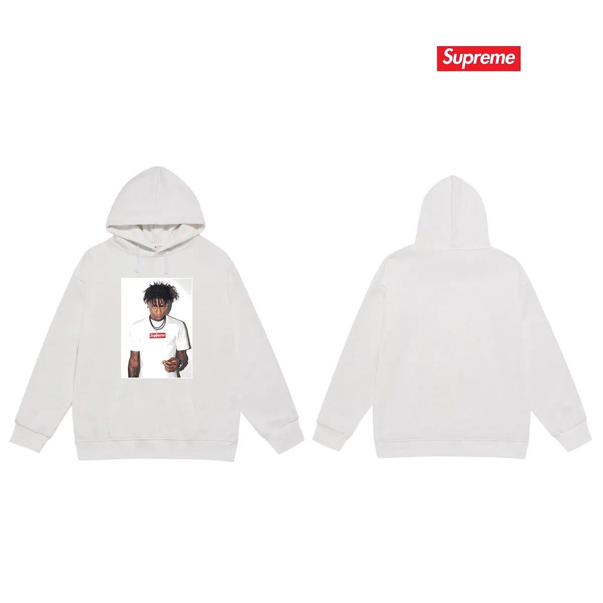 Style No. S2069 #terry P160💰 Velvet P170💰 Supreme FW23 Autumn and Winter Series WEEK1 NBA YOUNGBOY TEE character printed hooded sweatshirt Made of 400g large terry 430g silver fox velvet (drop shoulder large version) fabric, soft texture and no pilling Imported environmentally friendly printing glue The pattern is bright and three-dimensional Quality 💥Same style for men and women The upper body is trendy Color: black White Gray Size: S M L XL XXL