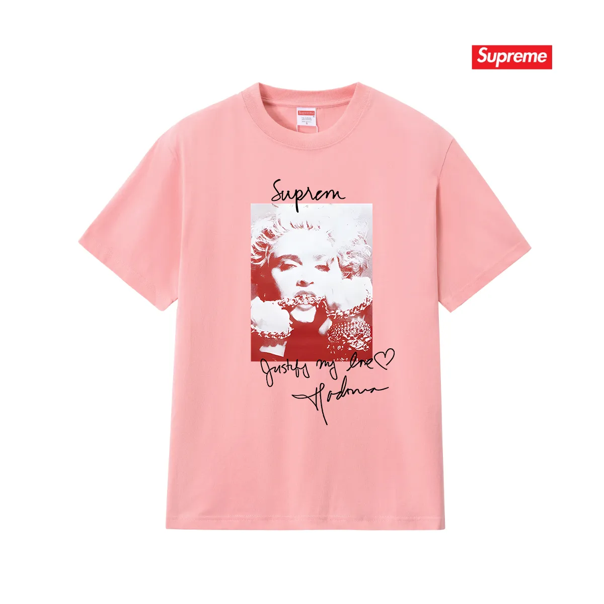 S206 P110💰 sup Pure cotton beauty brand half-sleeved men's and women's summer couple's base printed short-sleeved top T-shirt. Loose fit. Made of 260g combed cotton double yarn. All three standards are complete from fabric to accessories. ZP. Imported Matsui company's slurry printing will never crack. The whole piece is made of three-needle five-thread technology. The neckline-shoulder seam-sleeve seam is double-lined, which looks more three-dimensional and textured. The same process as the original version, classic version. Feel free to compare zp. The whole piece adopts three-needle five-thread craftsmanship (neckline-shoulder seam-sleeve seam double thread, which looks more three-dimensional and textured). It has the same craftsmanship as the original original, classic version. Color: black, white, light gray, pink, navy. Size: S M L XL XXL