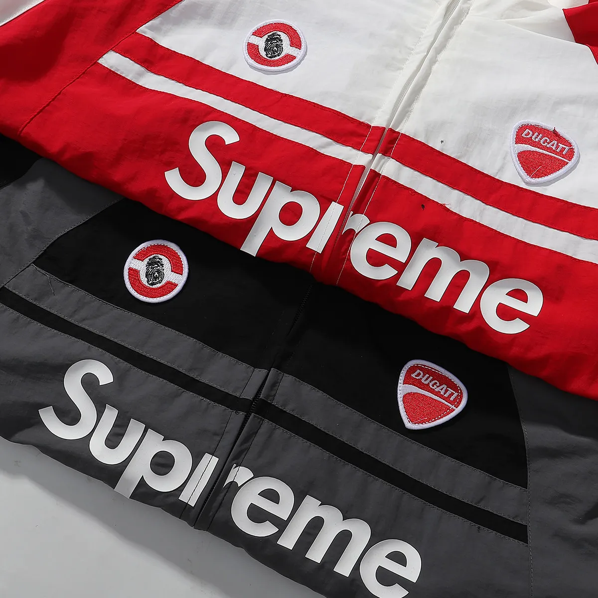 P340 sup Ducati joint racing style jacket black white SMLXL length 68-70-72-74 bust 134-138-142-146