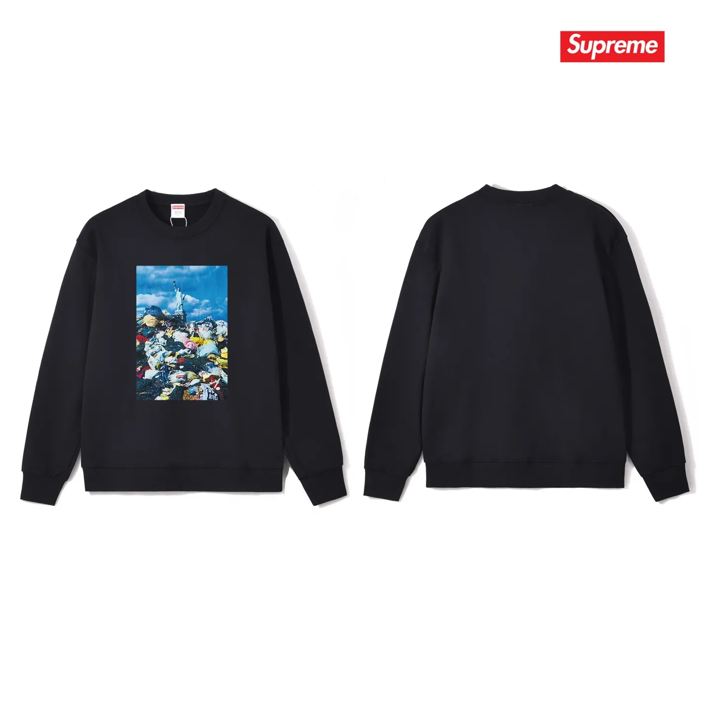 Style No. S1123 #terryp150💰Fleece 160💰SupremeFW22Week1Trash Tee landscape pattern printed round neck sweatshirt Made of 400g large terry (drop shoulder large version) fabric, soft texture and no pilling Imported environmentally friendly printing glue The pattern is bright and three-dimensional Quality💥Same style for men and women The upper body is trendy Color: black white gray Size: S M L XL XXL