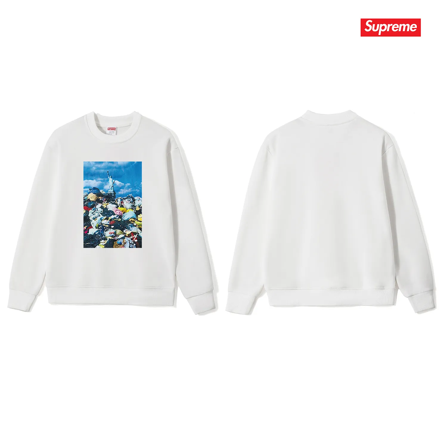 Style No. S1123 #terryp150💰Fleece 160💰SupremeFW22Week1Trash Tee landscape pattern printed round neck sweatshirt Made of 400g large terry (drop shoulder large version) fabric, soft texture and no pilling Imported environmentally friendly printing glue The pattern is bright and three-dimensional Quality💥Same style for men and women The upper body is trendy Color: black white gray Size: S M L XL XXL
