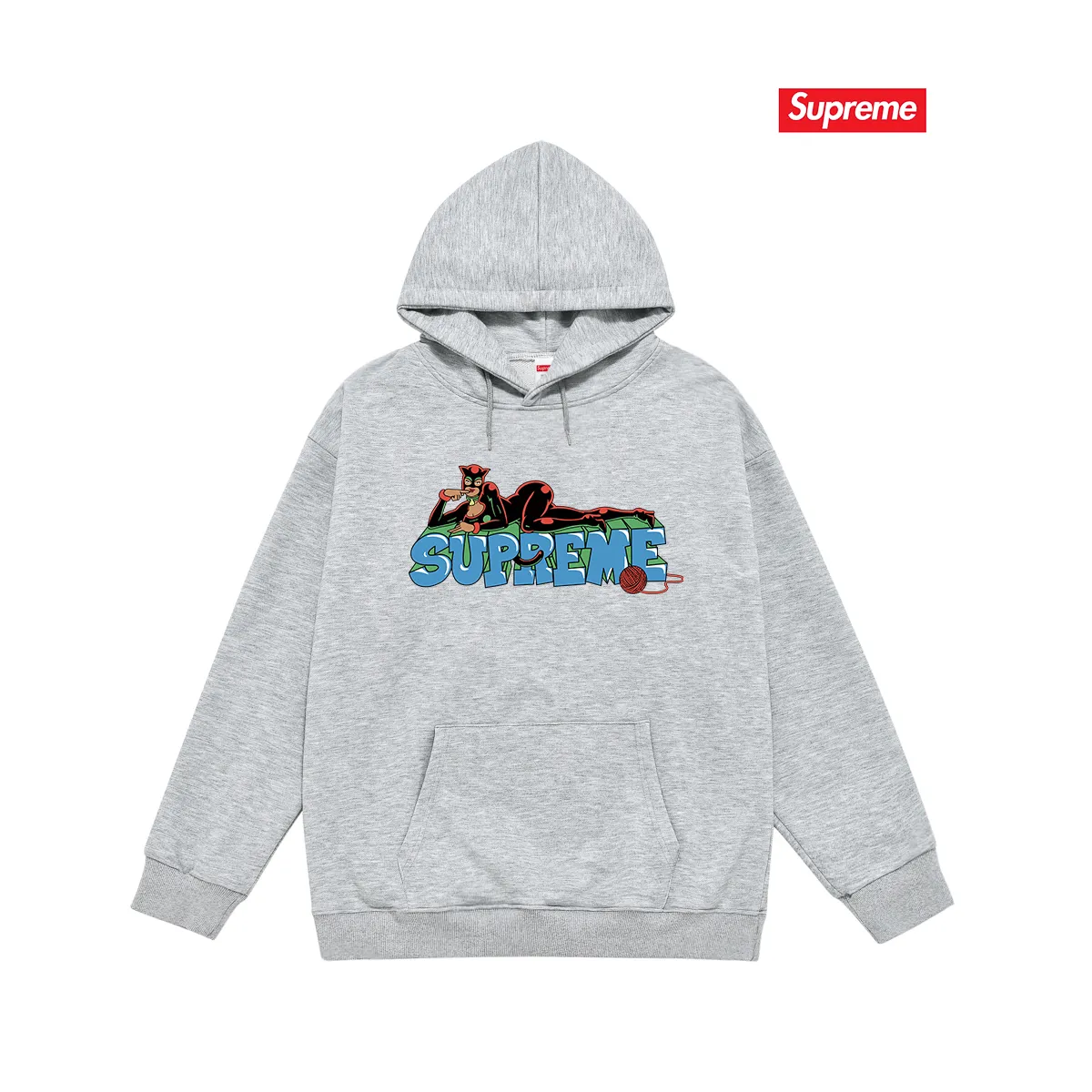 Style number S2101 #terry P160💰 Velvet P170💰 Supreme FW22 Week1Catwoman Tee letter pattern printed hooded sweatshirt Made of 400g large terry 430g silver fox velvet (off-shoulder large version) fabric, soft and non-pilling texture, imported environmentally friendly printing glue, bright and three-dimensional pattern, quality 💥Same style for men and women, the upper body is trendy Color: black white gray Size: S M L XL XXL