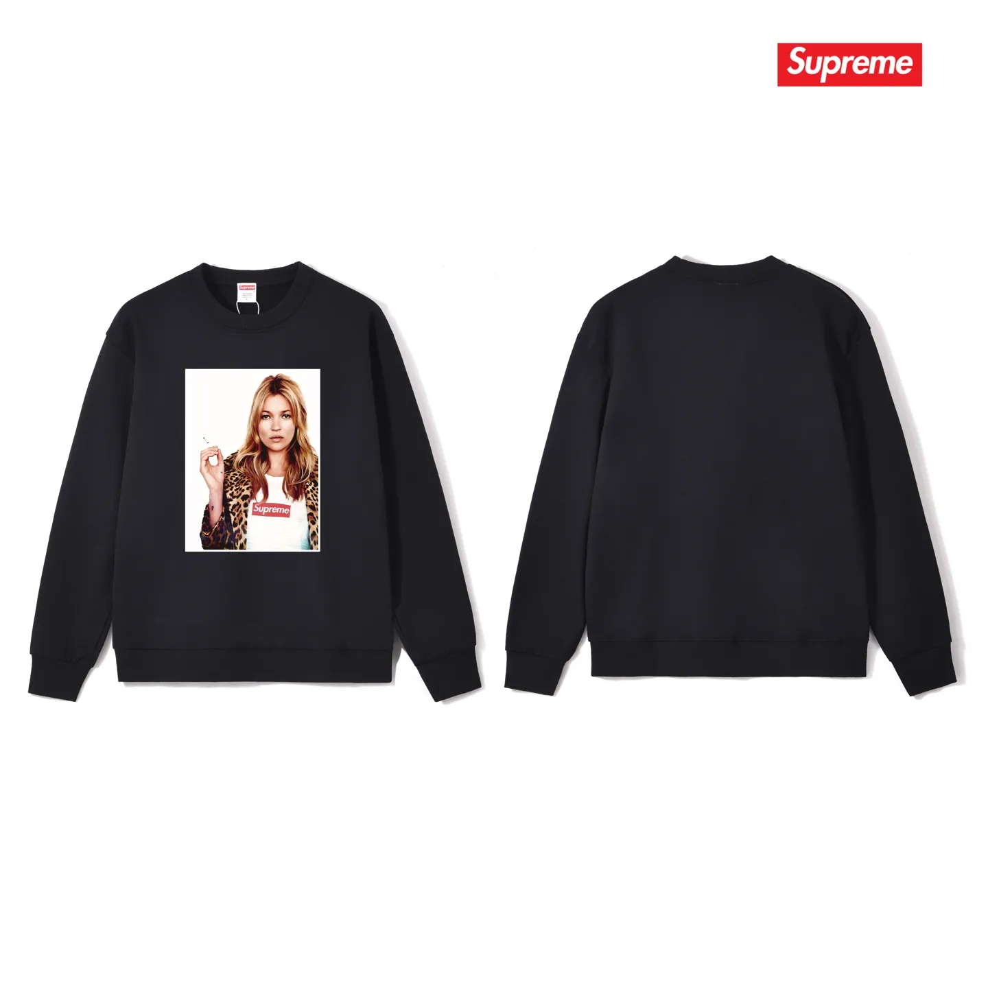 Style No. S1190 #terry p150💰 Velvet 160💰 Supreme 12SS Kate Moss Photo Sticker Kate character round neck sweatshirt Made of 400 grams of large terry (drop shoulder large version) fabric, soft texture and no pilling Imported environmentally friendly printing glue The pattern is bright and three-dimensional Quality💥Same style for men and women The upper body is trendy Color: black white gray Size: S M L XL XXL