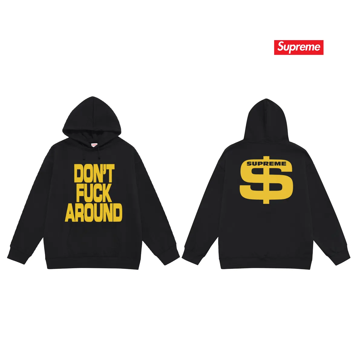 Style No. S2078 #terry P160💰 Velvet P170💰 Supreme FW22 Week 5 Don’t Around Tee letter printed hooded sweatshirt Made of 400g large terry 430g silver fox velvet (drop shoulder large version) fabric, soft texture and no pilling Imported environmentally friendly printing glue The pattern is bright and three-dimensional Quality 💥Same style for men and women The upper body is trendy Color: black white gray Size: S M L XL XXL