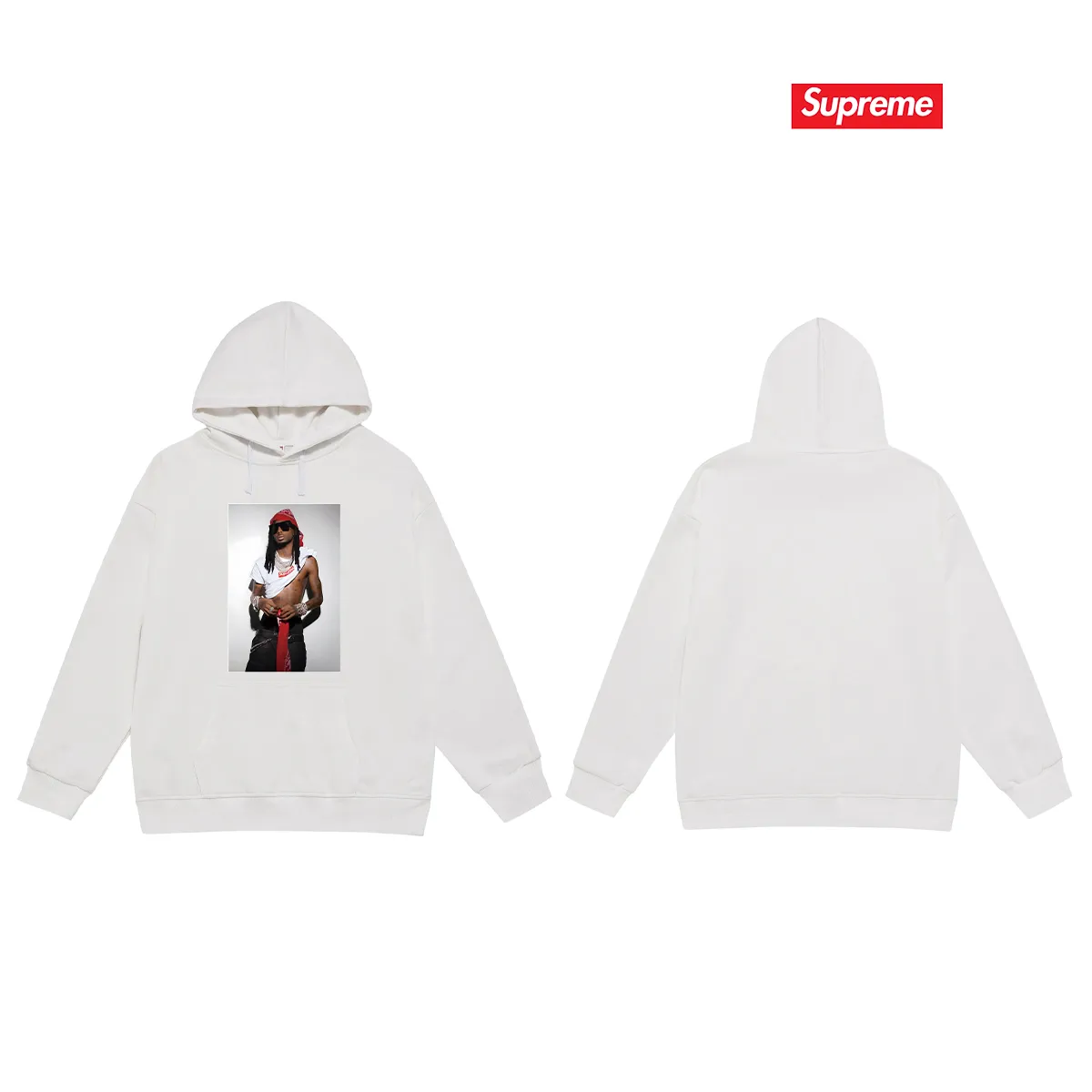Style No. S2188 #terry P160💰 Velvet P170💰 New Sup FW 25 WEEK1 Playbi Caarti character print hooded sweatshirt Made of 400g large terry 430g silver fox velvet (off-shoulder large version) fabric, soft texture and no pilling Imported environmentally friendly printing glue The pattern is bright and three-dimensional Quality 💥Same style for men and women The upper body is trendy Color: black White Gray Size: S M L XL XXL
