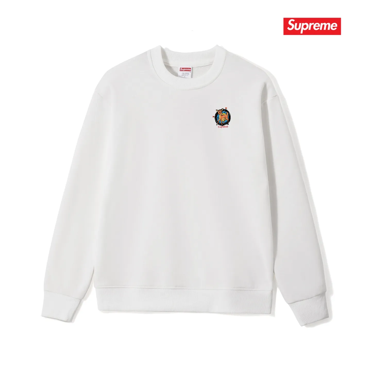 Style No. S1052 #terry p150💰 Velvet 160💰 Supreme SS22 Week 1 Deer Tee deer target cartoon pattern printed round neck sweatshirt Made of 400 grams of large terry (drop shoulder large version) fabric, soft texture and no pilling Imported environmentally friendly printing glue The pattern is bright and three-dimensional Quality💥Same style for men and women The upper body is fashionable Color: black white gray Size: S M L XL XXL