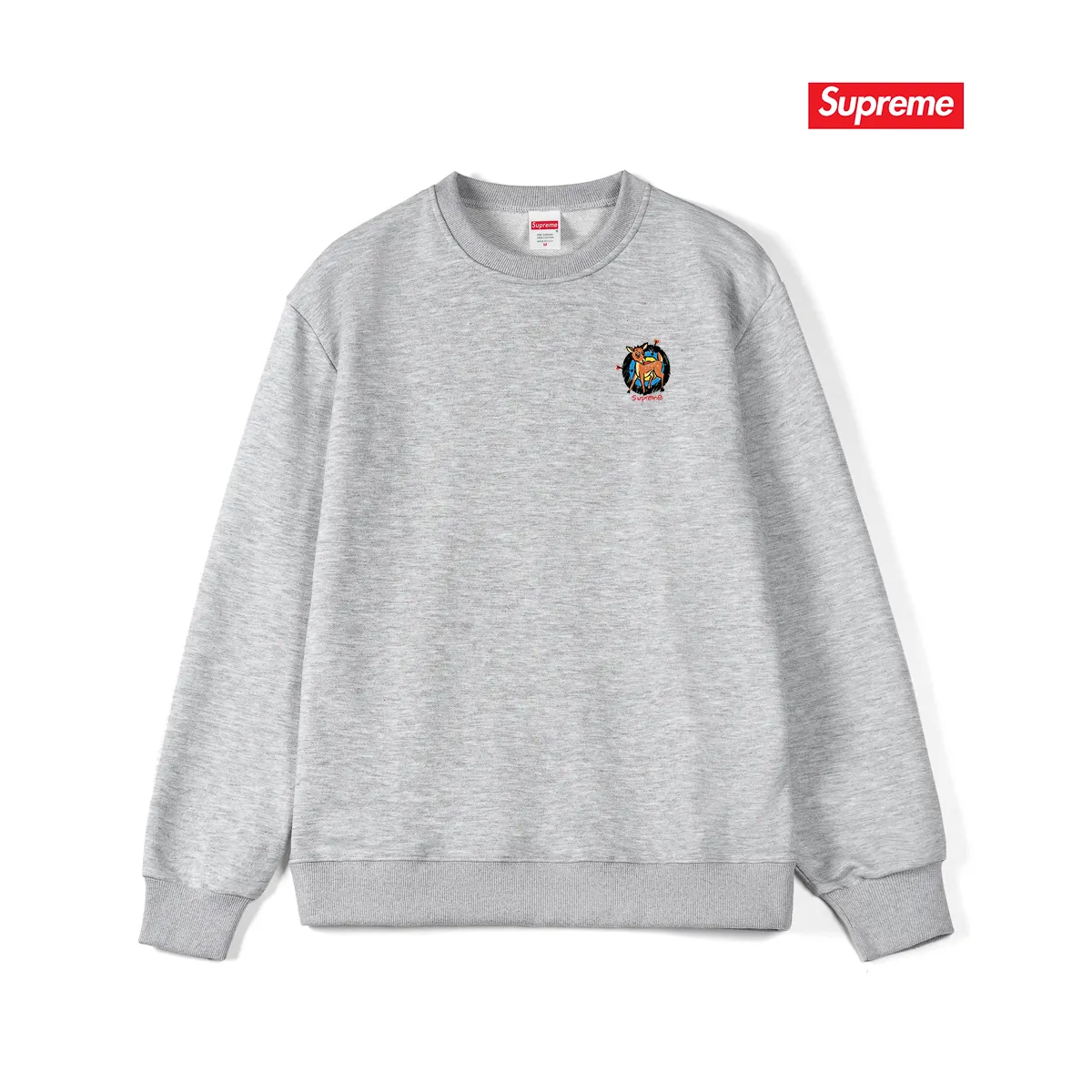 Style No. S1052 #terry p150💰 Velvet 160💰 Supreme SS22 Week 1 Deer Tee deer target cartoon pattern printed round neck sweatshirt Made of 400 grams of large terry (drop shoulder large version) fabric, soft texture and no pilling Imported environmentally friendly printing glue The pattern is bright and three-dimensional Quality💥Same style for men and women The upper body is fashionable Color: black white gray Size: S M L XL XXL