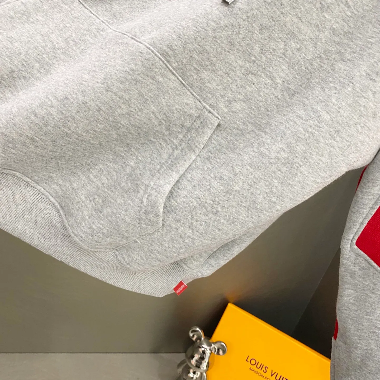P310 SUPREME SS25 sweater knitted patchwork hooded sweatshirt Color: Black Gray Size: S M L XL