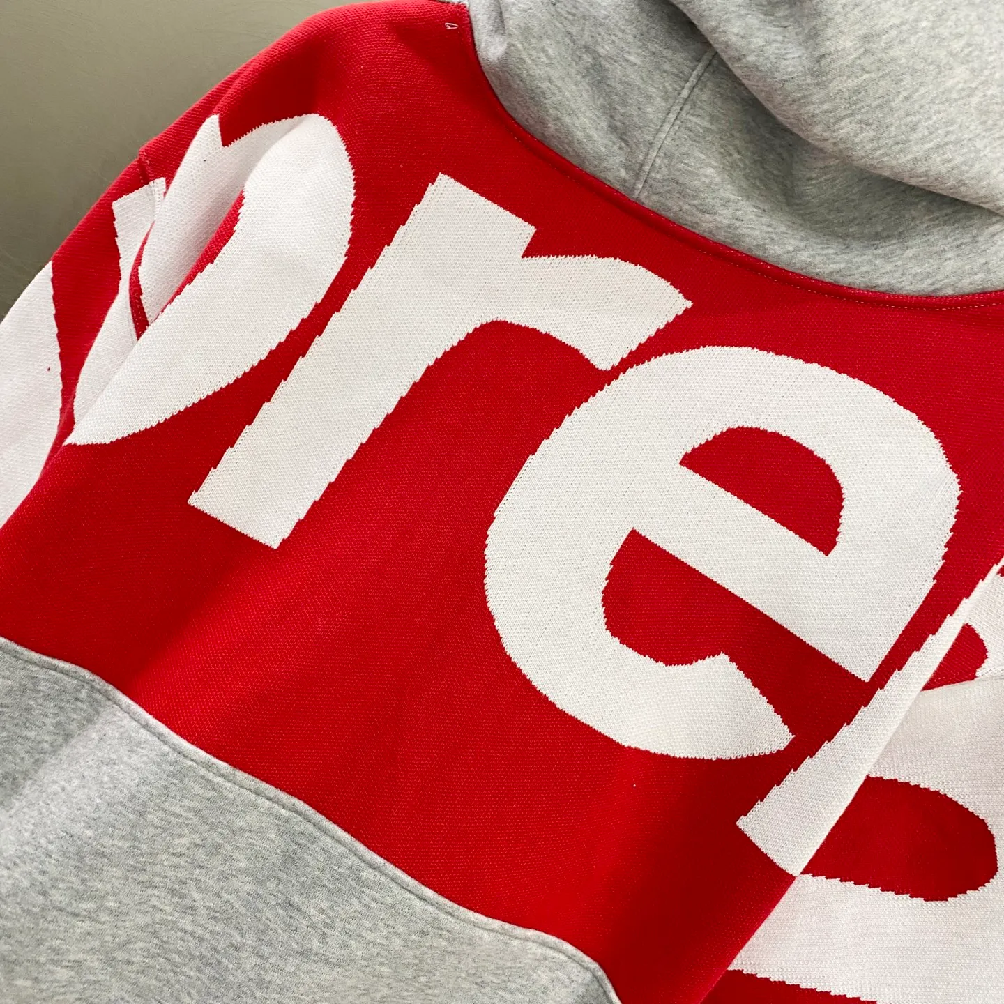 P310 SUPREME SS25 sweater knitted patchwork hooded sweatshirt Color: Black Gray Size: S M L XL