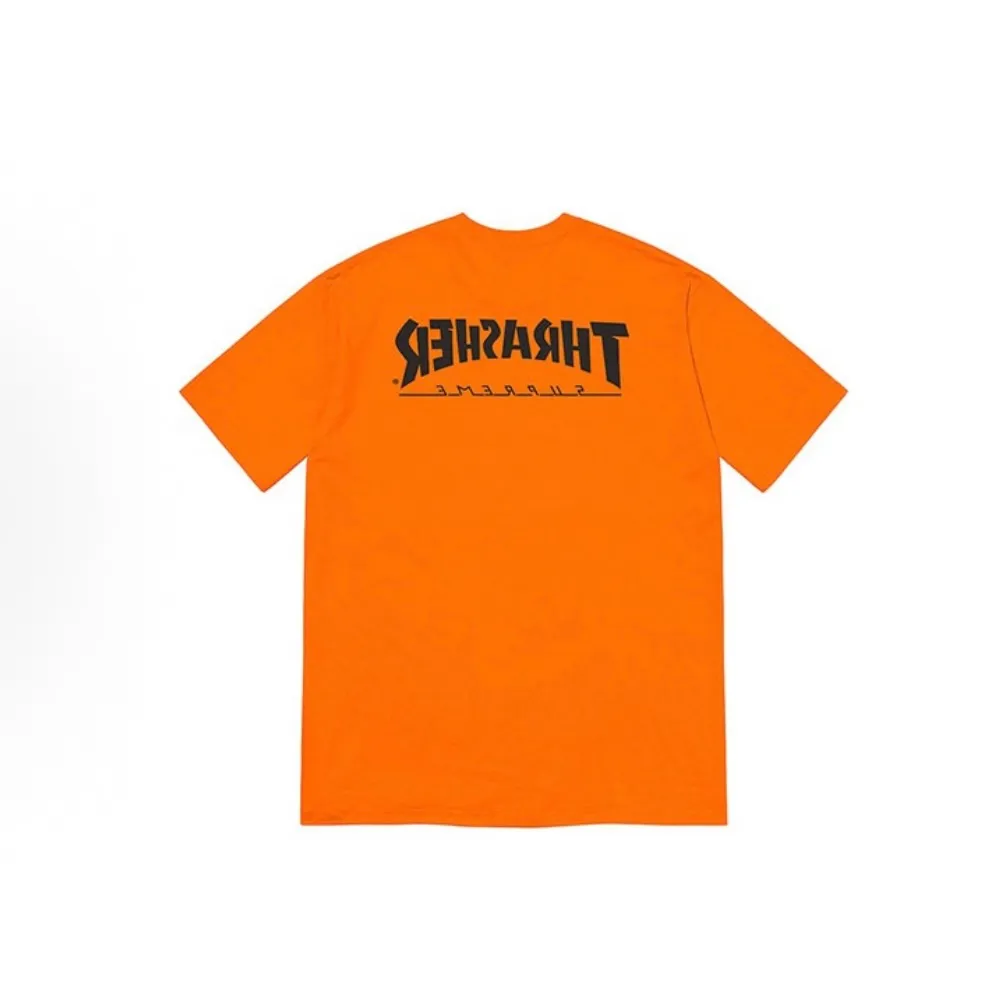#S86 P110💰 Supreme Week 5 x Thrasher co-branded Game Tee casual round neck printed game short-sleeved T-shirt. Same style for men and women. Made of 260g combed cotton double yarn. From fabrics to accessories, all three standards are complete and ZP. Imported Matsui company's slurry printing will never crack. The whole piece adopts three-needle five-thread technology. The neckline-shoulder seam-sleeve seam is double-lined, which looks more three-dimensional and textured.) The same process as the original version, classic version Feel free to compare zp. The whole piece adopts three-needle five-thread craftsmanship (neckline-shoulder seam-sleeve seam double thread, which looks more three-dimensional and textured). It has the same craftsmanship as the original original, classic version. Color: orange, green, gray, black and white. Size: S M L XL XXL