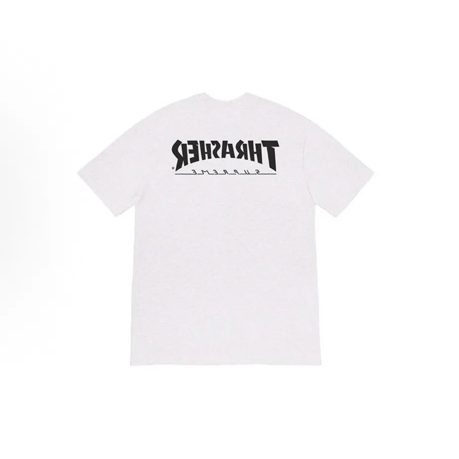 #S86 P110💰 Supreme Week 5 x Thrasher co-branded Game Tee casual round neck printed game short-sleeved T-shirt. Same style for men and women. Made of 260g combed cotton double yarn. From fabrics to accessories, all three standards are complete and ZP. Imported Matsui company's slurry printing will never crack. The whole piece adopts three-needle five-thread technology. The neckline-shoulder seam-sleeve seam is double-lined, which looks more three-dimensional and textured.) The same process as the original version, classic version Feel free to compare zp. The whole piece adopts three-needle five-thread craftsmanship (neckline-shoulder seam-sleeve seam double thread, which looks more three-dimensional and textured). It has the same craftsmanship as the original original, classic version. Color: orange, green, gray, black and white. Size: S M L XL XXL