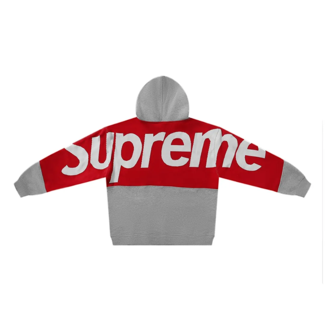 P280 Supreme sweater letter patchwork hooded sweatshirt Color: Black Gray Size: SMLXL