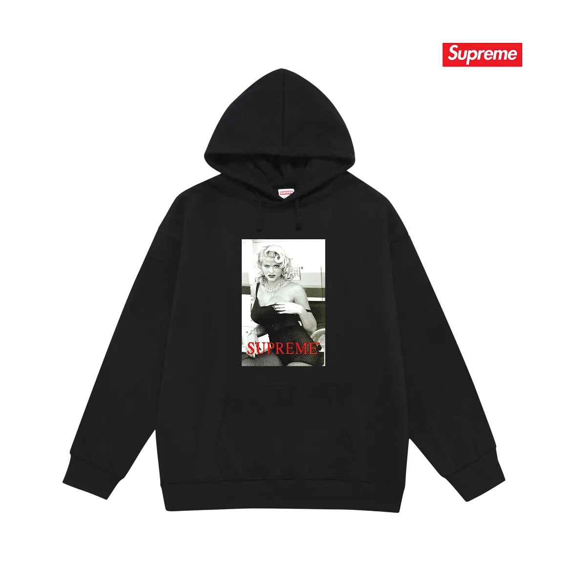 Style No. S2048 #terry P160💰 Velvet P170💰 Supreme Nike co-branded series Week 8 Anna Nicole Smith Tee Anna Nicole Smith graphic print hooded sweatshirt Made of 400g large terry 430g silver fox velvet (drop shoulder large version) fabric, soft texture and no pilling Imported environmentally friendly printing glue The pattern is bright and three-dimensional Quality 💥Same style for men and women The upper body is trendy Color: black White Gray Size: S M L XL XXL