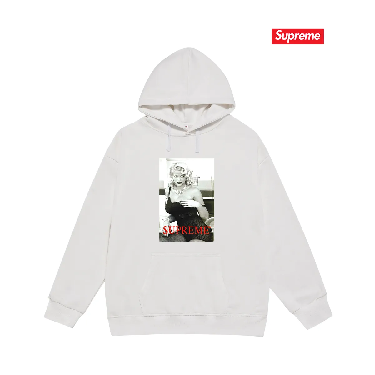 Style No. S2048 #terry P160💰 Velvet P170💰 Supreme Nike co-branded series Week 8 Anna Nicole Smith Tee Anna Nicole Smith graphic print hooded sweatshirt Made of 400g large terry 430g silver fox velvet (drop shoulder large version) fabric, soft texture and no pilling Imported environmentally friendly printing glue The pattern is bright and three-dimensional Quality 💥Same style for men and women The upper body is trendy Color: black White Gray Size: S M L XL XXL