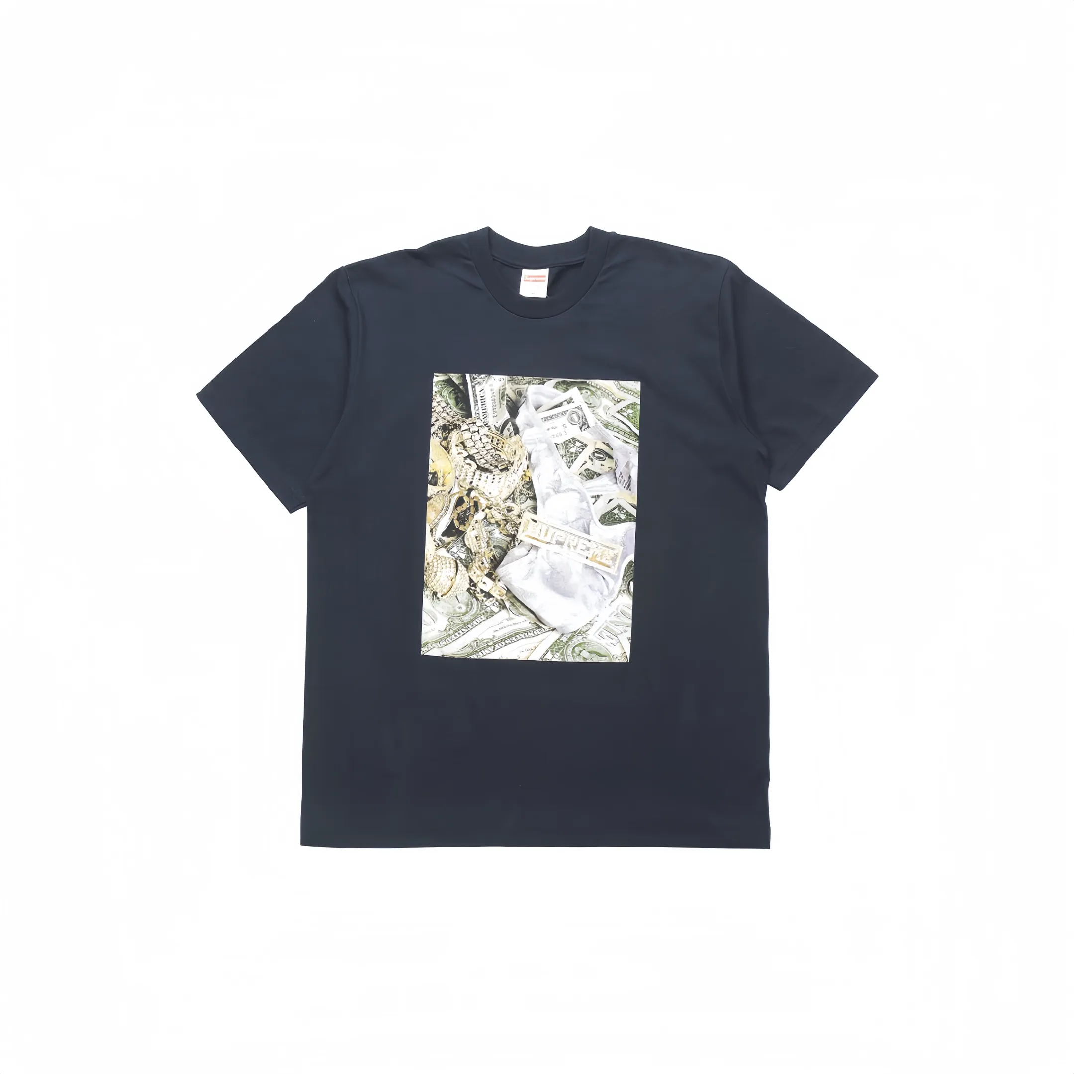 #S42 P110💰 Supreme SS20 Week 1 Bling Tee dollar printed short-sleeved T-shirt. The same style for men and women is made of 260g combed cotton double yarn. From fabrics to accessories, all three standards are complete and follow ZP. Imported Matsui company's slurry printing will never crack. The whole piece is made of three-needle five-thread technology. The neckline-shoulder seam-sleeve seam is double-lined, which looks more three-dimensional and textured.) The same process as the original version, classic version Feel free to compare zp. The whole piece adopts three-needle five-thread craftsmanship (neckline-shoulder seam-sleeve seam double thread, which looks more three-dimensional and textured). It has the same craftsmanship as the original original, classic version. Color: Navy Blue, Red, Orange, Gray, Black, and White. Size: S M L XL XXL
