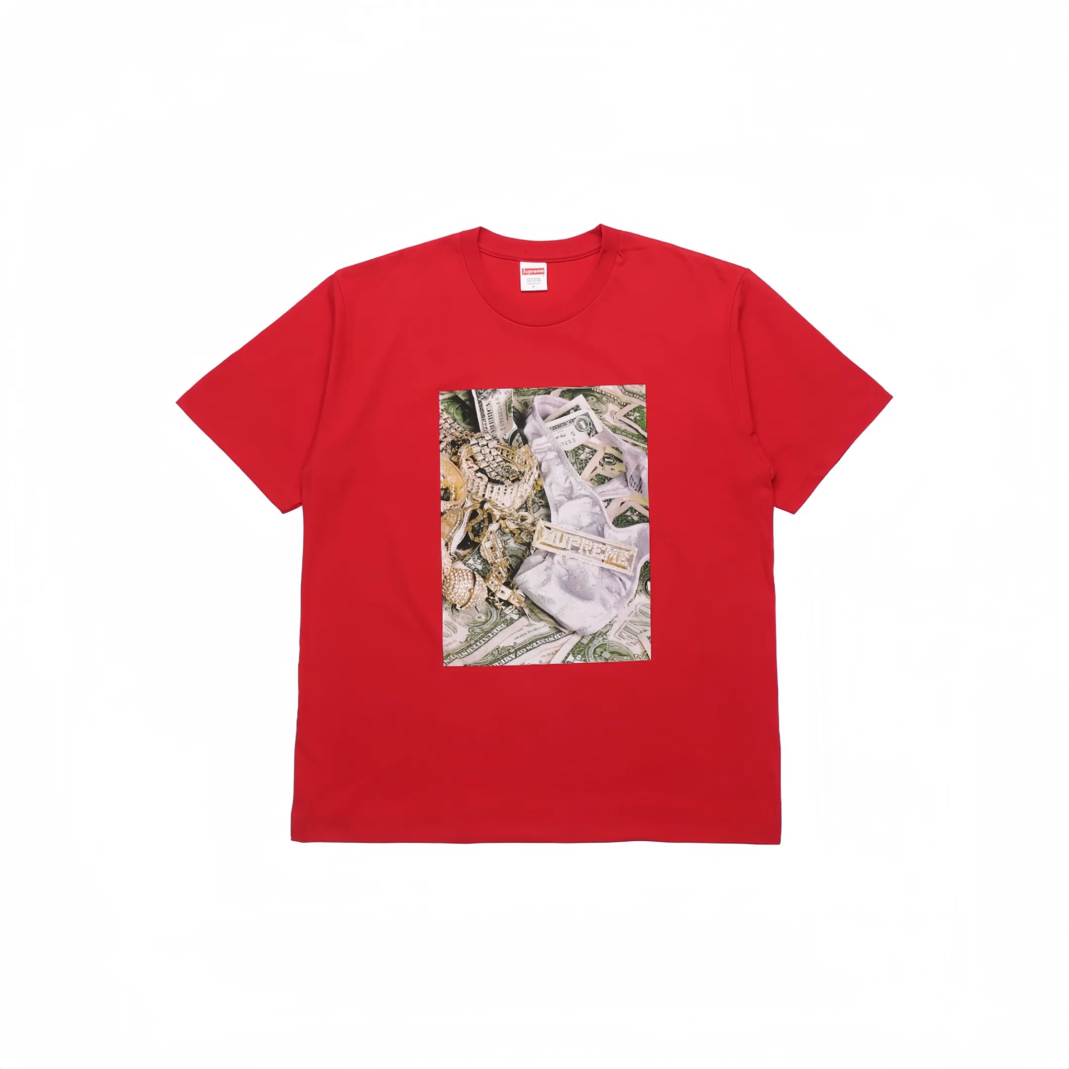 #S42 P110💰 Supreme SS20 Week 1 Bling Tee dollar printed short-sleeved T-shirt. The same style for men and women is made of 260g combed cotton double yarn. From fabrics to accessories, all three standards are complete and follow ZP. Imported Matsui company's slurry printing will never crack. The whole piece is made of three-needle five-thread technology. The neckline-shoulder seam-sleeve seam is double-lined, which looks more three-dimensional and textured.) The same process as the original version, classic version Feel free to compare zp. The whole piece adopts three-needle five-thread craftsmanship (neckline-shoulder seam-sleeve seam double thread, which looks more three-dimensional and textured). It has the same craftsmanship as the original original, classic version. Color: Navy Blue, Red, Orange, Gray, Black, and White. Size: S M L XL XXL
