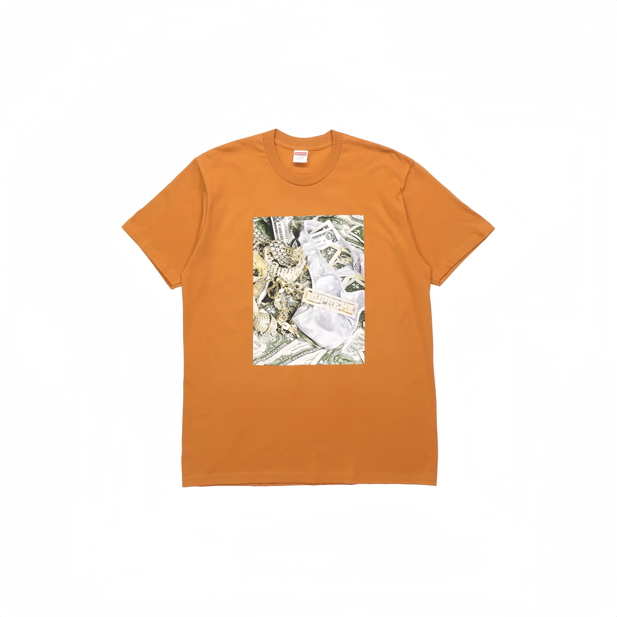 #S42 P110💰 Supreme SS20 Week 1 Bling Tee dollar printed short-sleeved T-shirt. The same style for men and women is made of 260g combed cotton double yarn. From fabrics to accessories, all three standards are complete and follow ZP. Imported Matsui company's slurry printing will never crack. The whole piece is made of three-needle five-thread technology. The neckline-shoulder seam-sleeve seam is double-lined, which looks more three-dimensional and textured.) The same process as the original version, classic version Feel free to compare zp. The whole piece adopts three-needle five-thread craftsmanship (neckline-shoulder seam-sleeve seam double thread, which looks more three-dimensional and textured). It has the same craftsmanship as the original original, classic version. Color: Navy Blue, Red, Orange, Gray, Black, and White. Size: S M L XL XXL