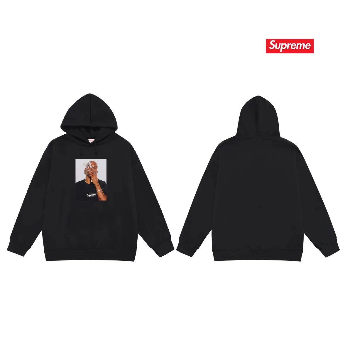 Style No. S2172 #terry P160💰 Velvet P170💰 Sup SS25 WEEK18SummerTee Dean Blunt character print hooded sweatshirt Made of 400g large terry 430g silver fox velvet (off-shoulder large version) fabric, soft texture and no pilling Imported environmentally friendly printing glue The pattern is bright and three-dimensional Quality 💥Same style for men and women The upper body is trendy Color: black white Gray Size: S M L XL XXL