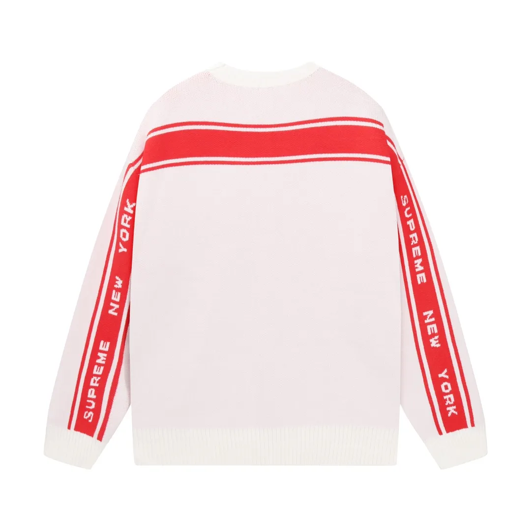 P300 Supreme new line letter stitching round neck wool sweater Color: Khaki White Black Size: S M L XL XXL