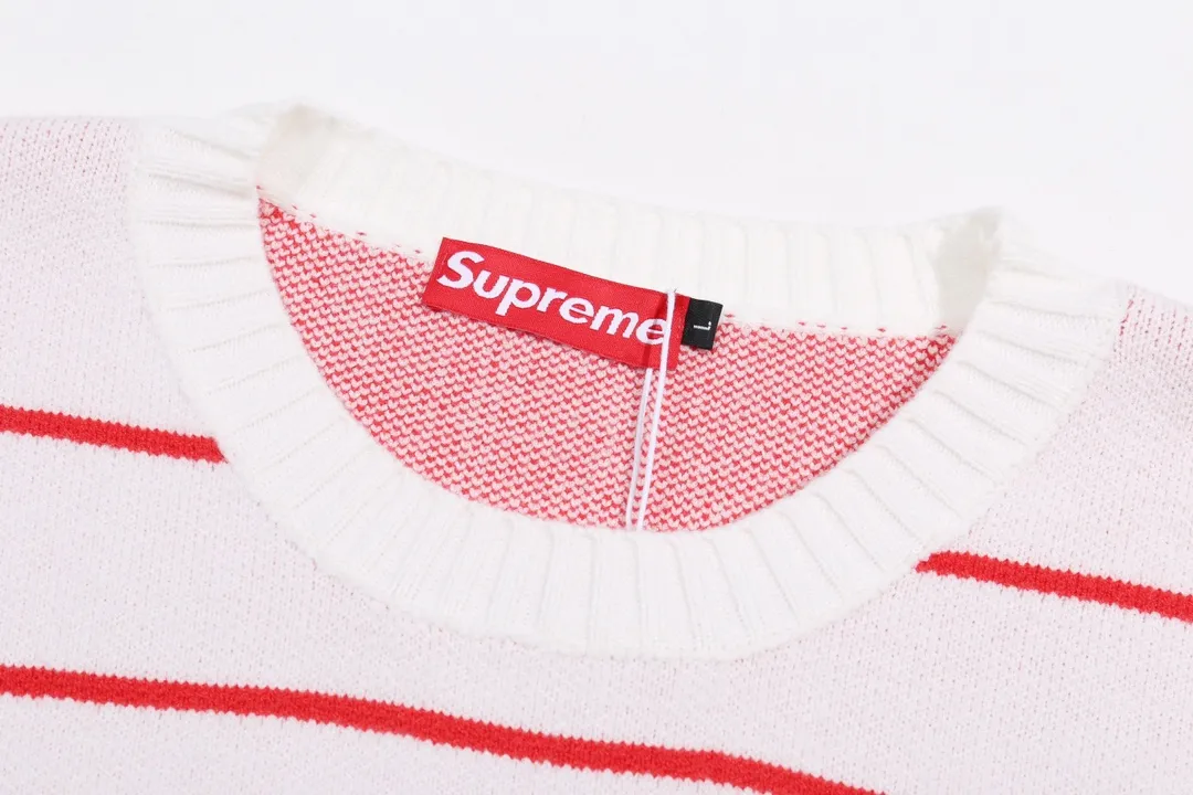 P300 Supreme new line letter stitching round neck wool sweater Color: Khaki White Black Size: S M L XL XXL